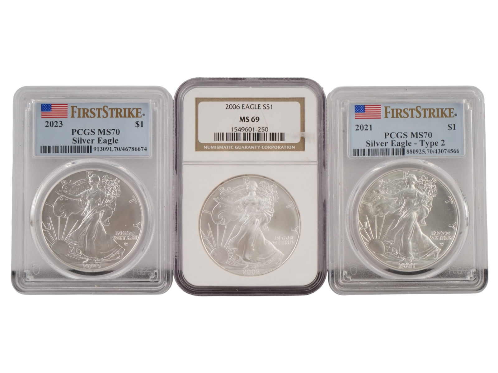 LOT OF AMERICAN SILVER EAGLE COINS GRADED BY PCGS NGC (1 of 3)