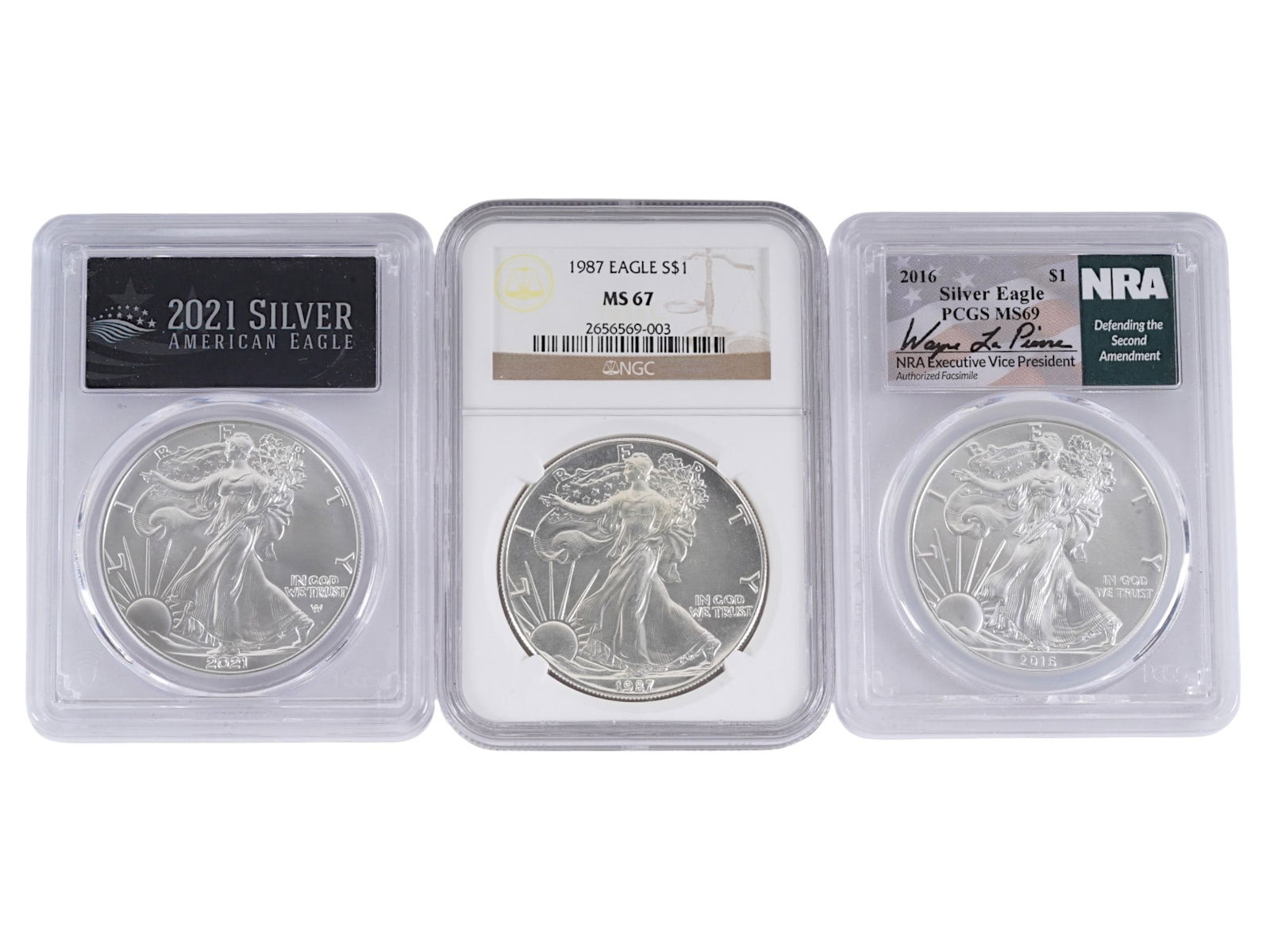 AMERICAN SILVER EAGLE BULLION COINS MINT STATE GRADED (1 of 2)