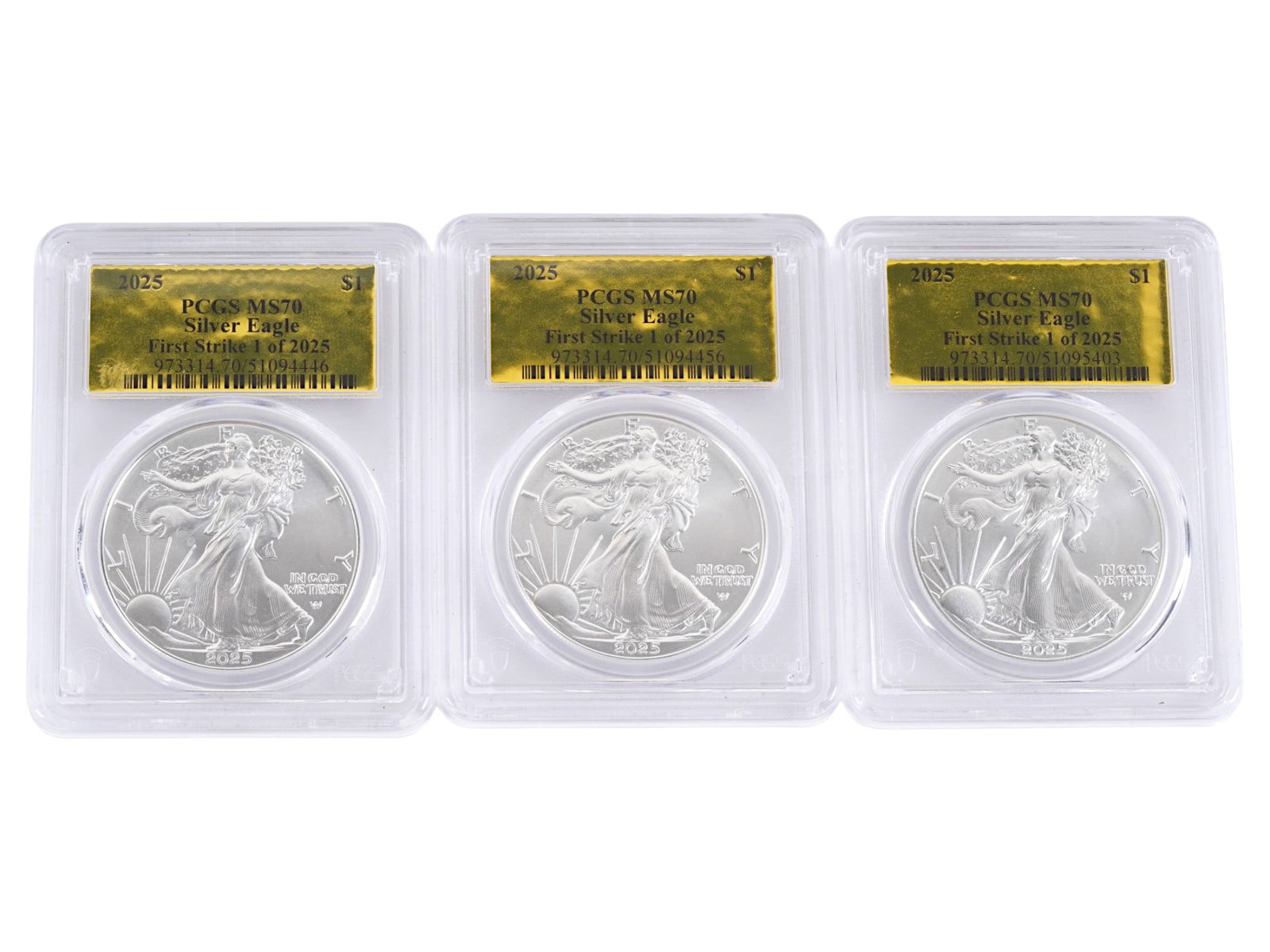 2025 AMERICAN SILVER EAGLE BULLION COINS GRADED MS 70 (1 of 3)