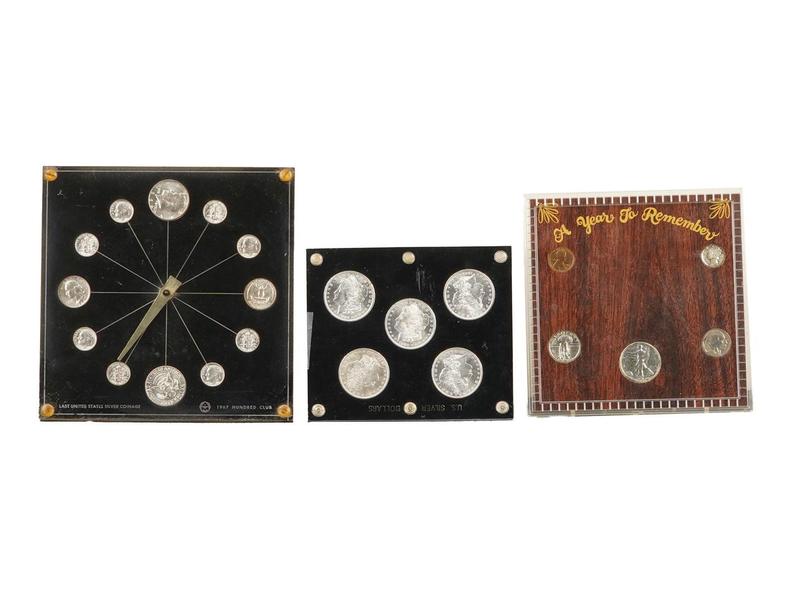 COLLECTION OF VTG AMERICAN COINS WITH CLOCK (1 of 9)