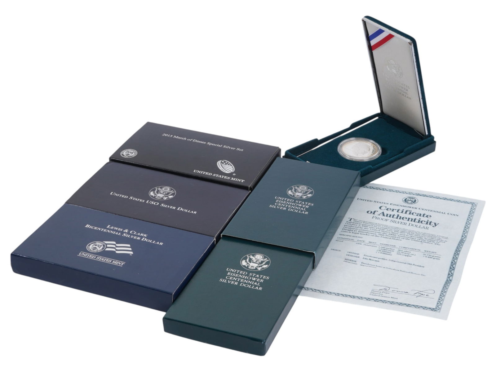 LOT OF UNITED STATES MINT SILVER DOLLAR COIN SETS COA (1 of 4)