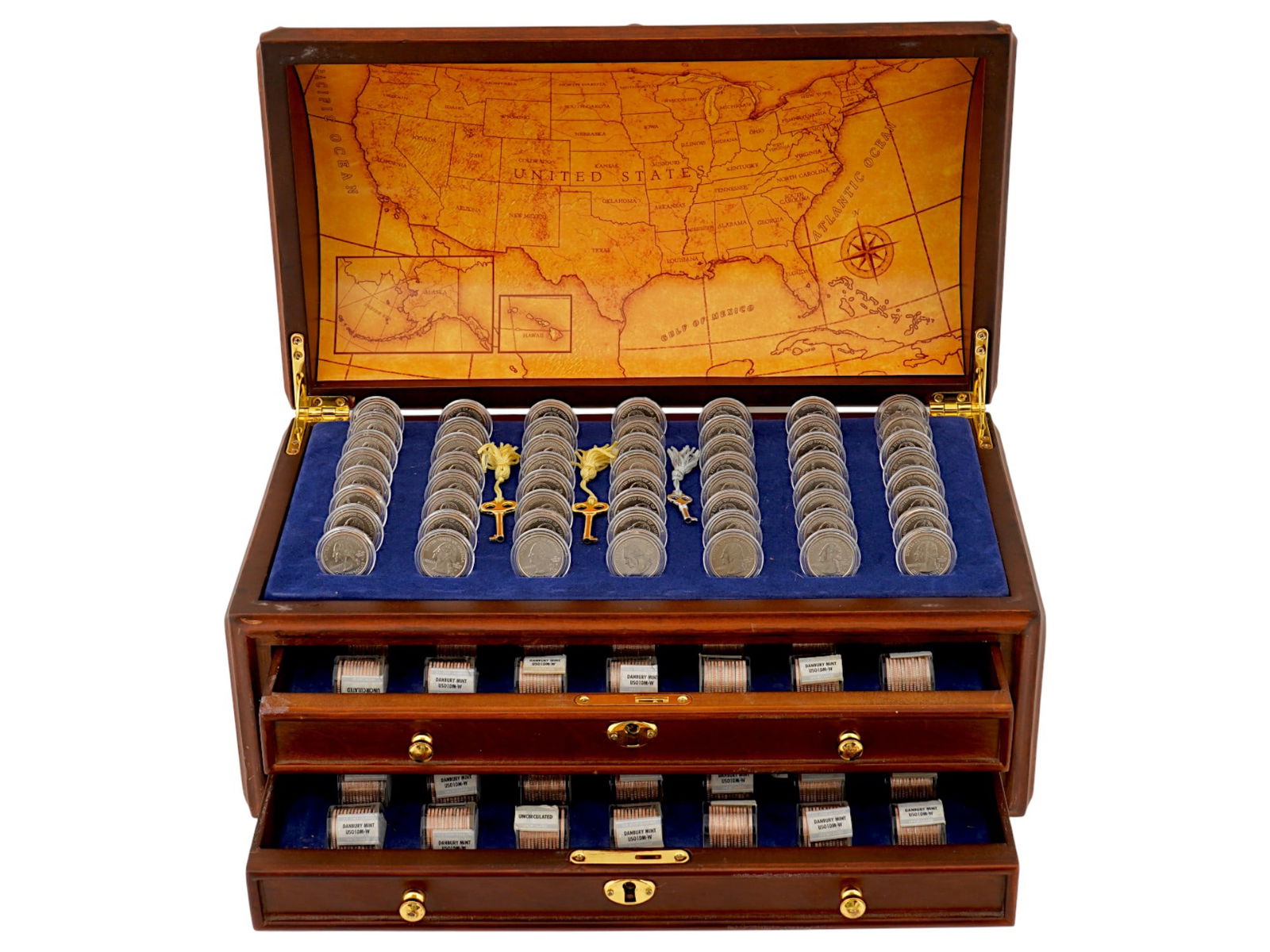 AMERICAN DANBURY MINT STATE QUARTER COIN STORAGE CHEST (1 of 11)