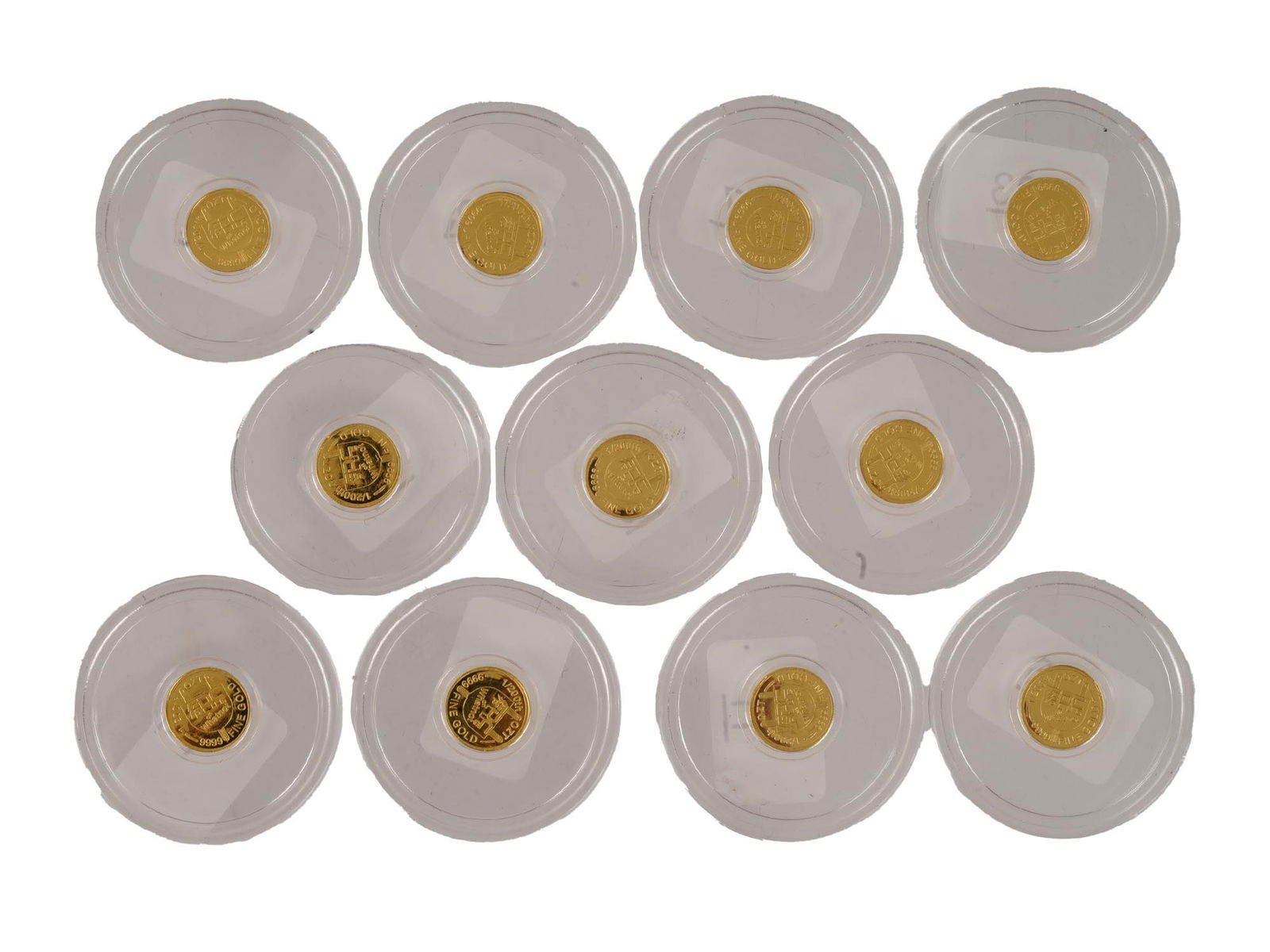 SET OF 11 INDIVIDUAL FINE GOLD EDC PLUG ROUNDS (1 of 4)