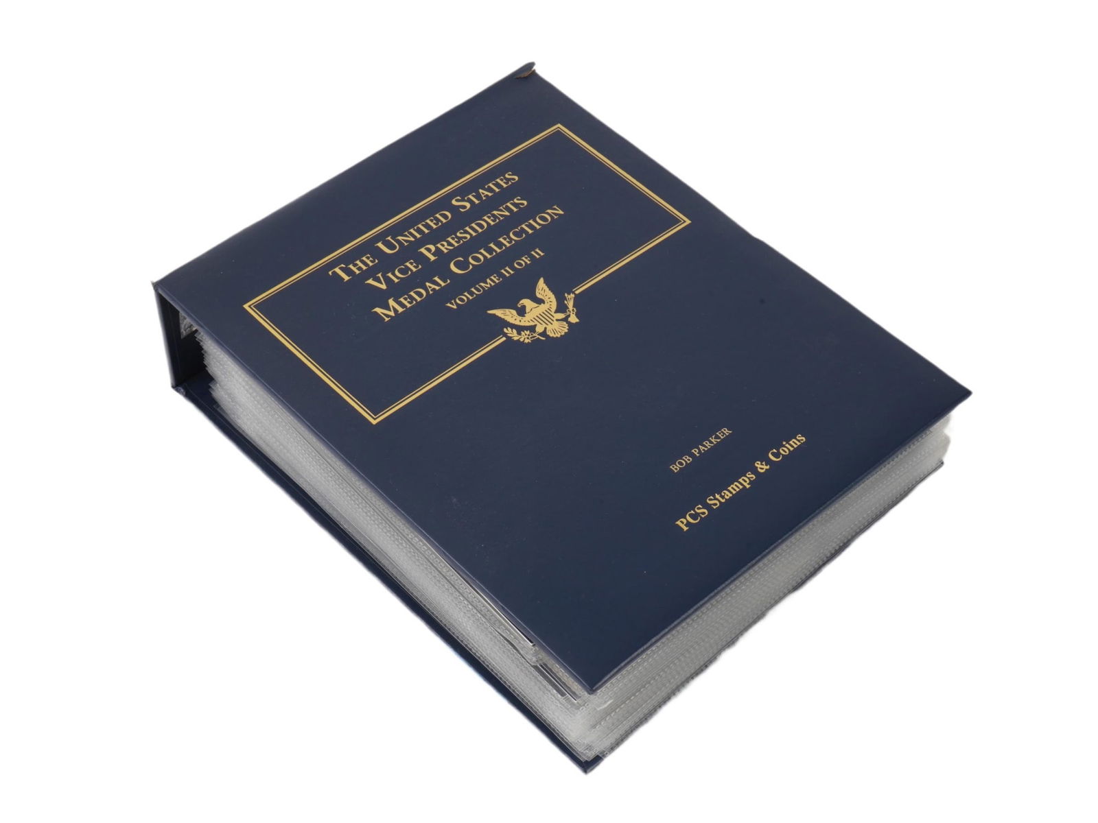 VOLUME UNITED STATES VICE PRESIDENTS MEDAL COLLECTION: A volume of The United States Vice Presidents Medal Collection. This is Volume II of II. The collection features medals about the size of a U.S. half dollar. Each panel includes a portrait, a narrativ