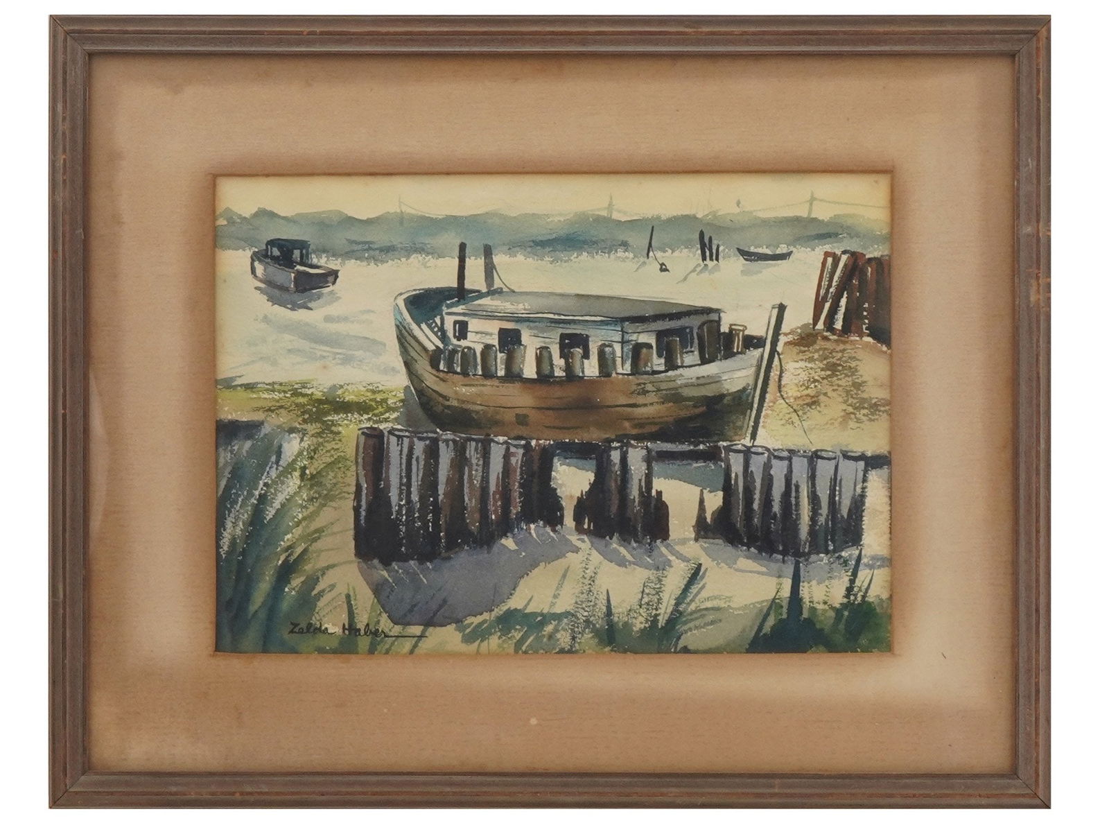 AMERICAN PORT WATERCOLOR PAINTING BY ZELDA HABER (1 of 4)