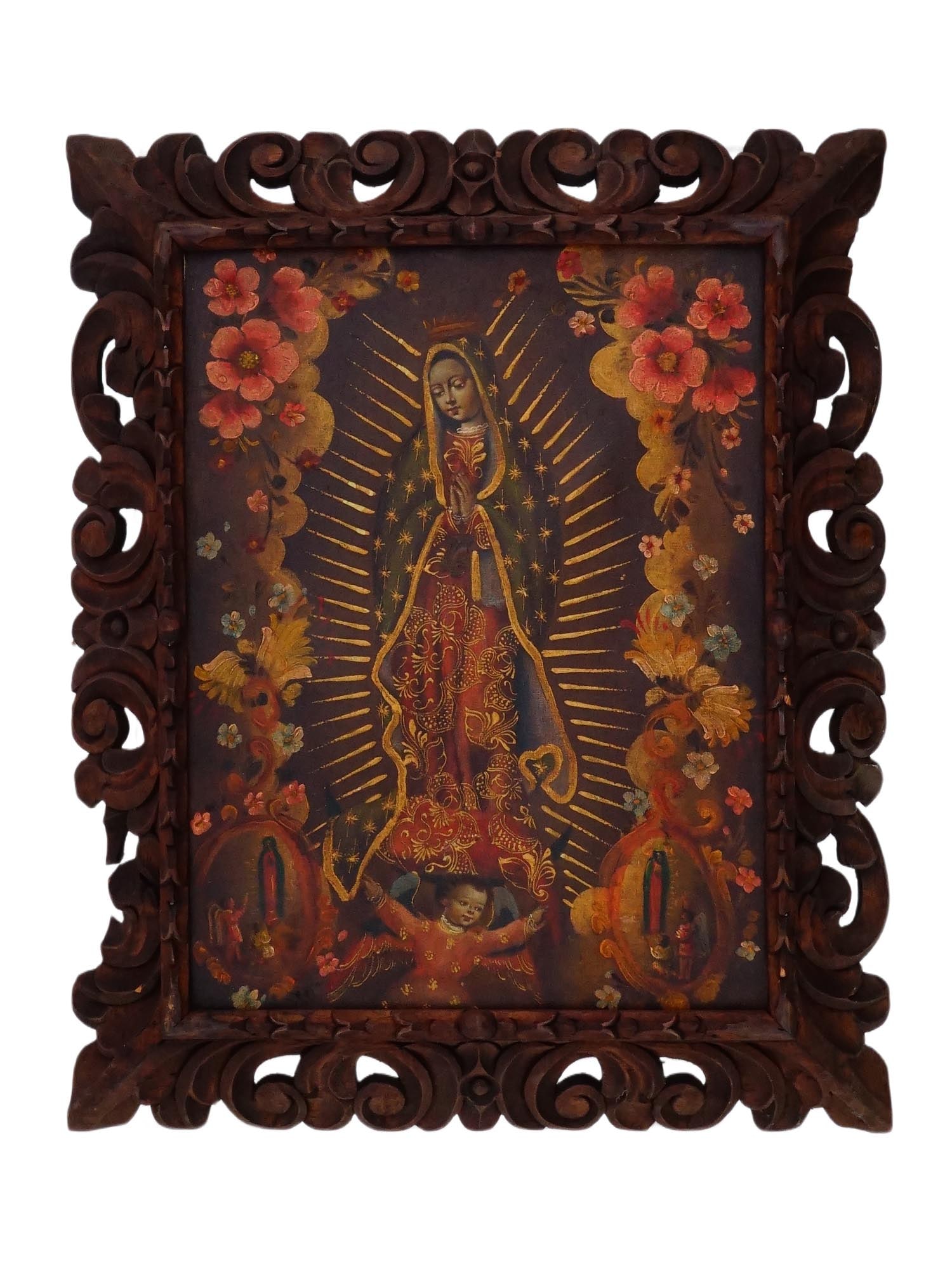 MEXICAN RELIGIOUS OIL PAINTING THE VIRGIN OF GUADALUPE (1 of 6)