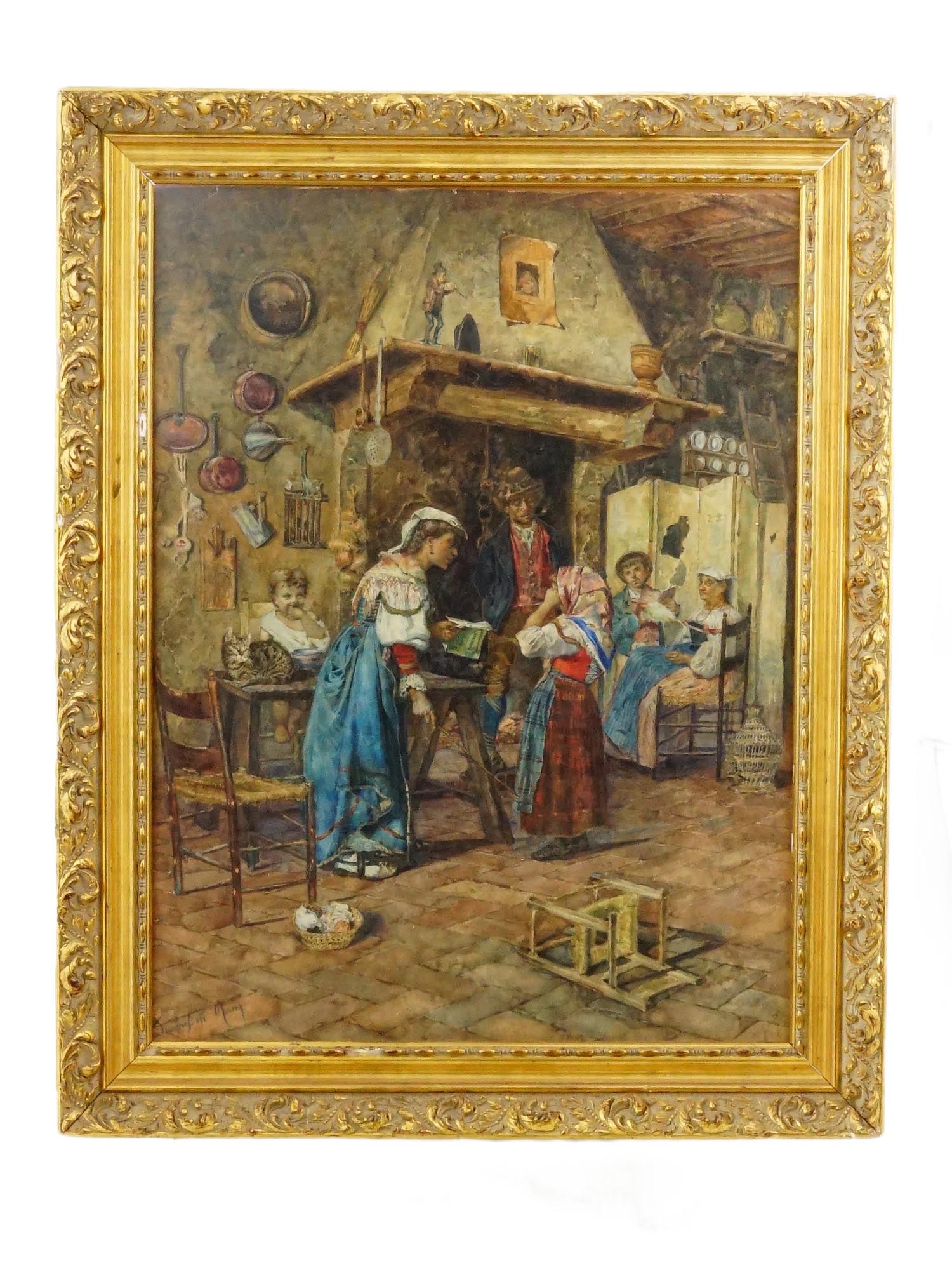 19TH CEN ITALIAN WATERCOLOR PAINTING BY LAMBUSSETI (1 of 7)