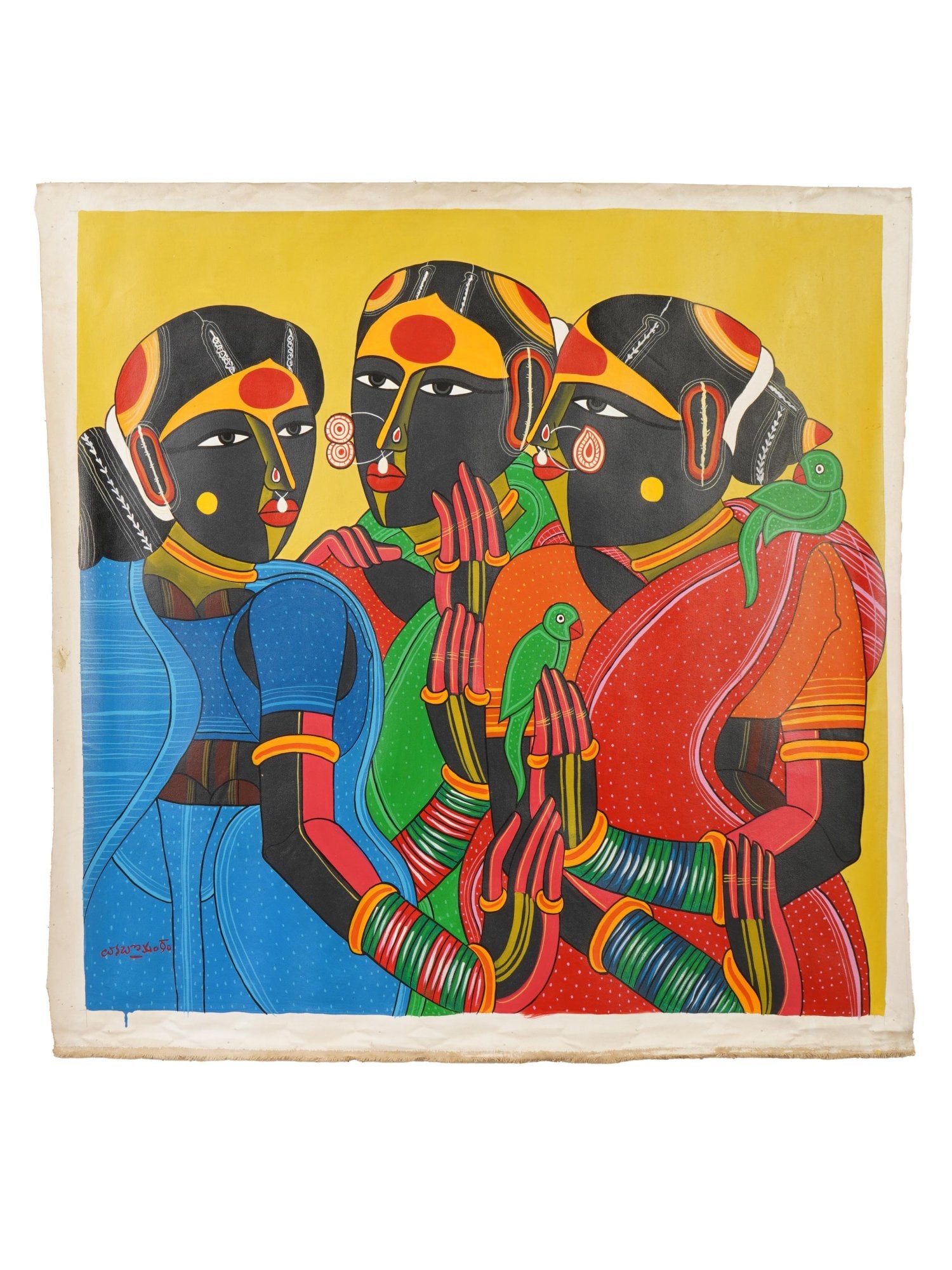 INDIAN SCHOOL PAINTING SIGNED THOTA VAIKUNTAM W COA (1 of 5)