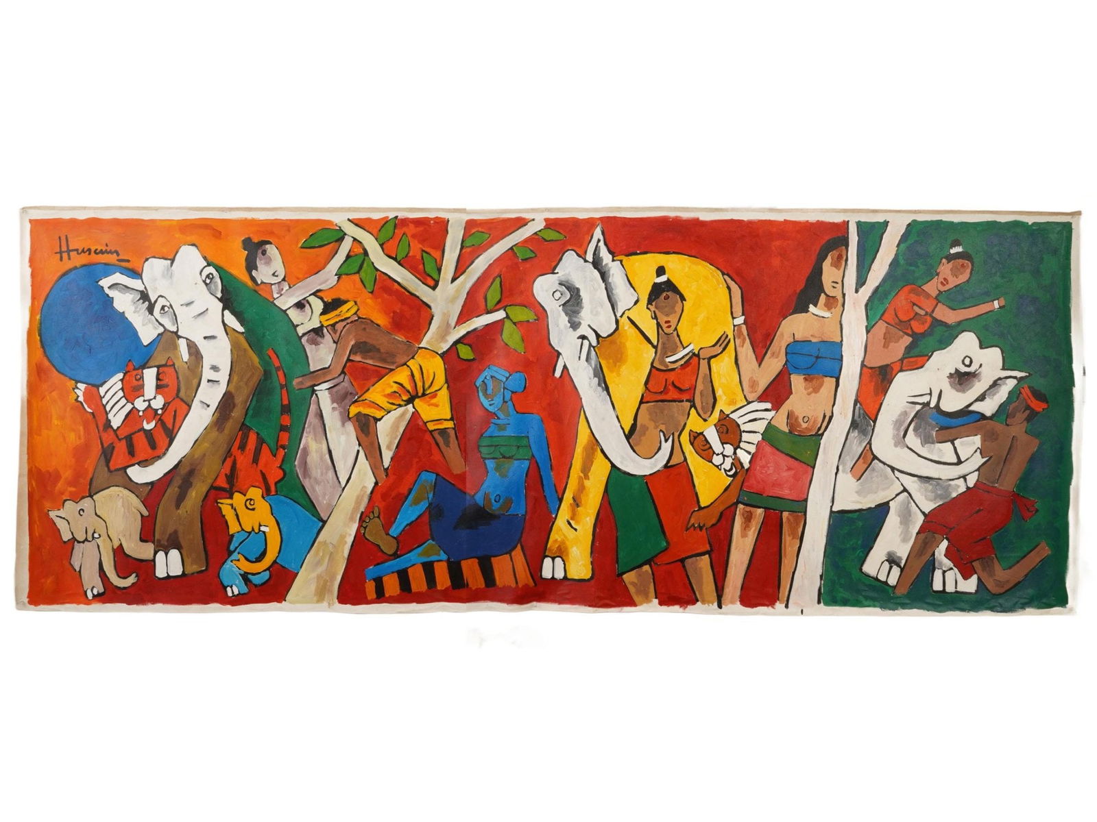 ACRYLIC PAINTING SIGNED MAQBOOL FIDA HUSAIN W COA (1 of 6)