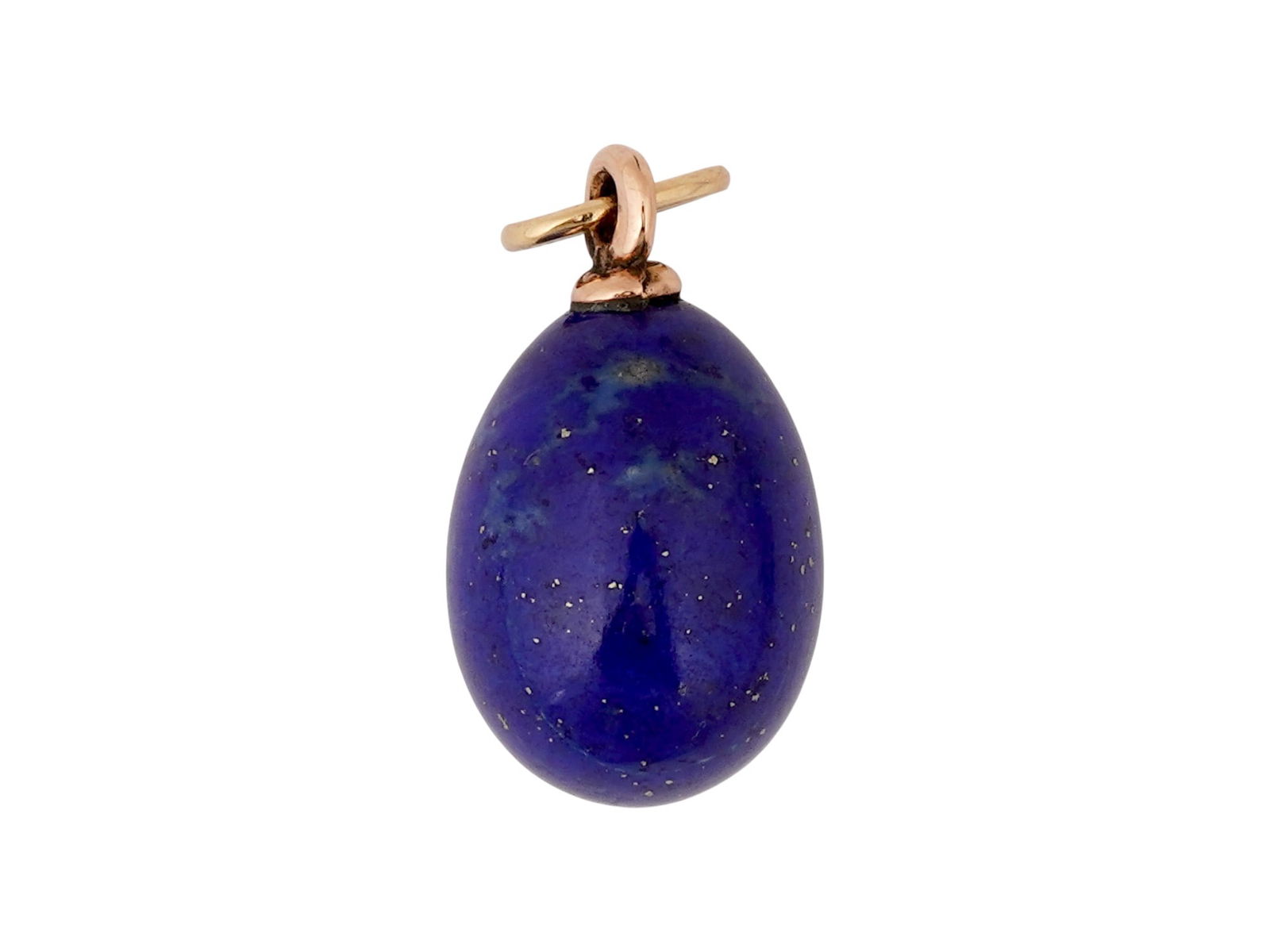 RUSSIAN 14K GOLD CARVED LAPIS LAZULI EASTER EGG PENDANT (1 of 7)