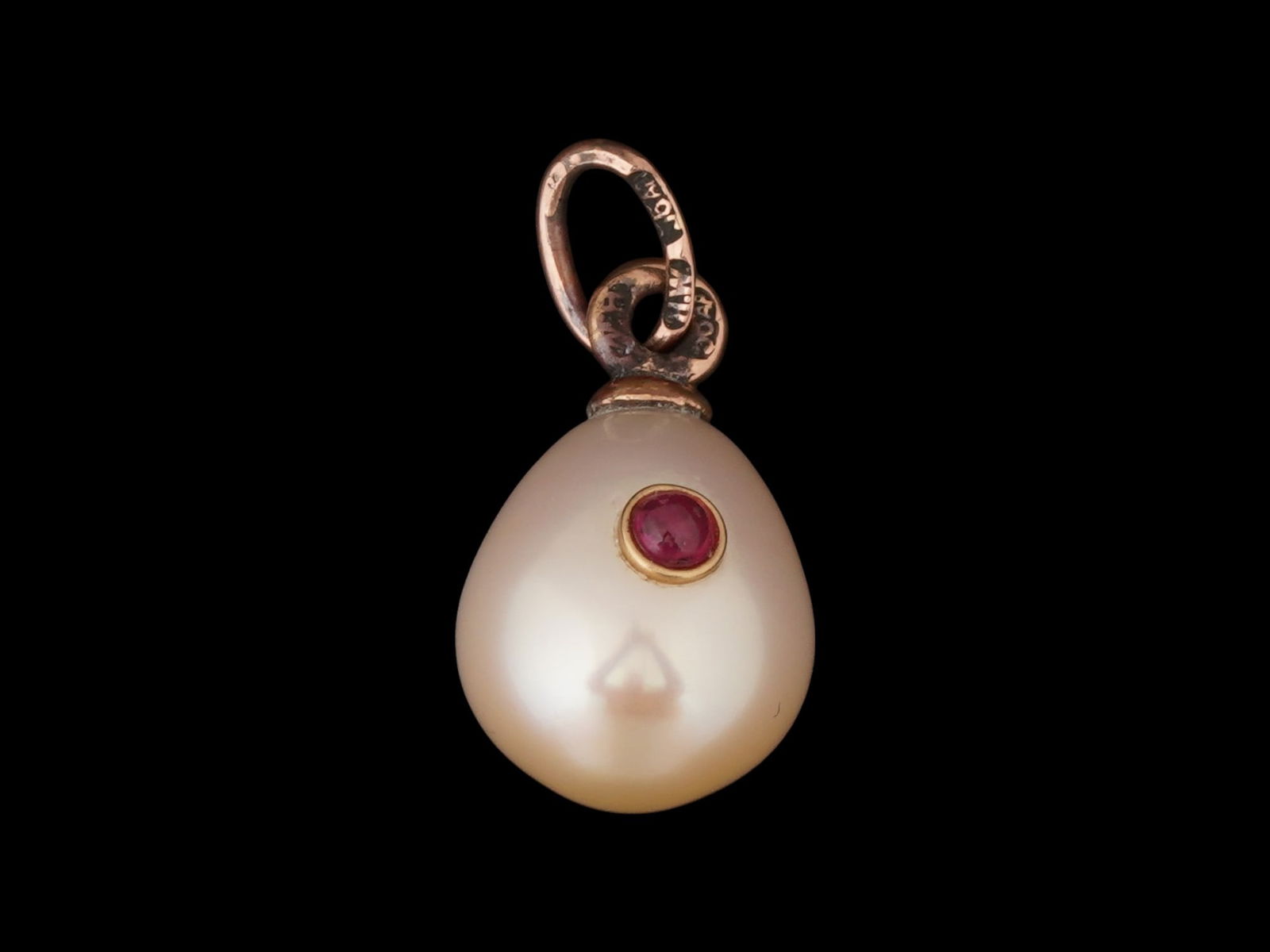 RUSSIAN GOLD AND PEARL EASTER EGG PENDANT WITH RUBY - 4