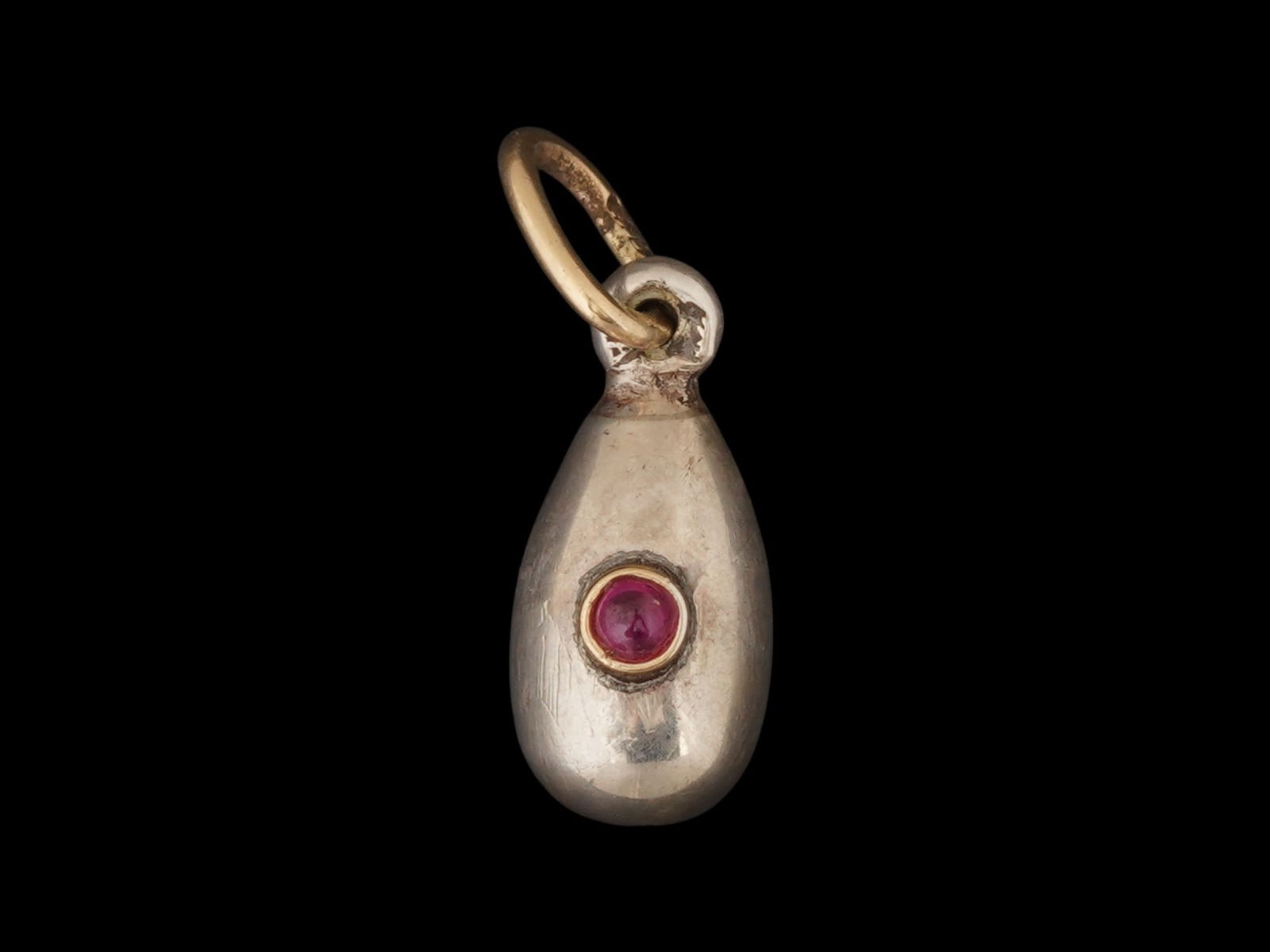 RUSSIAN 56 GOLD AND SILVER EASTER EGG PENDANT W RUBY (1 of 4)