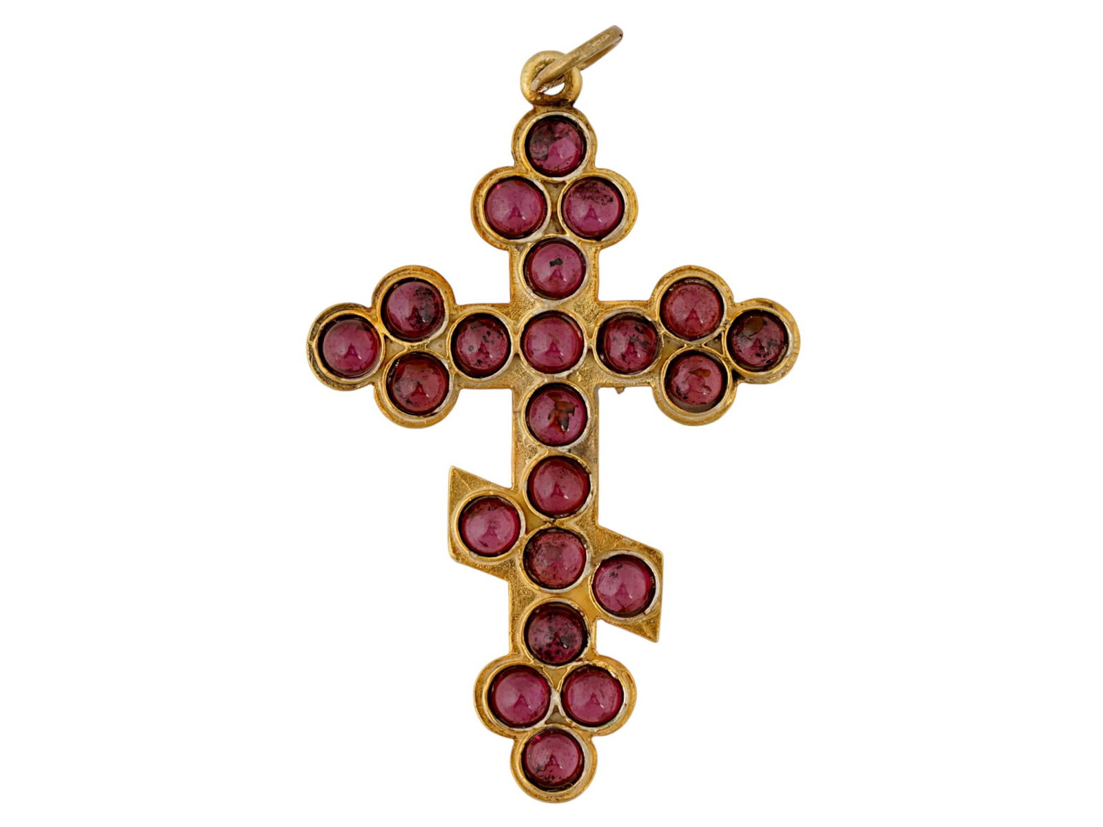 RUSSIAN 88 GILT SILVER CROSS PENDANT WITH GARNETS (1 of 6)