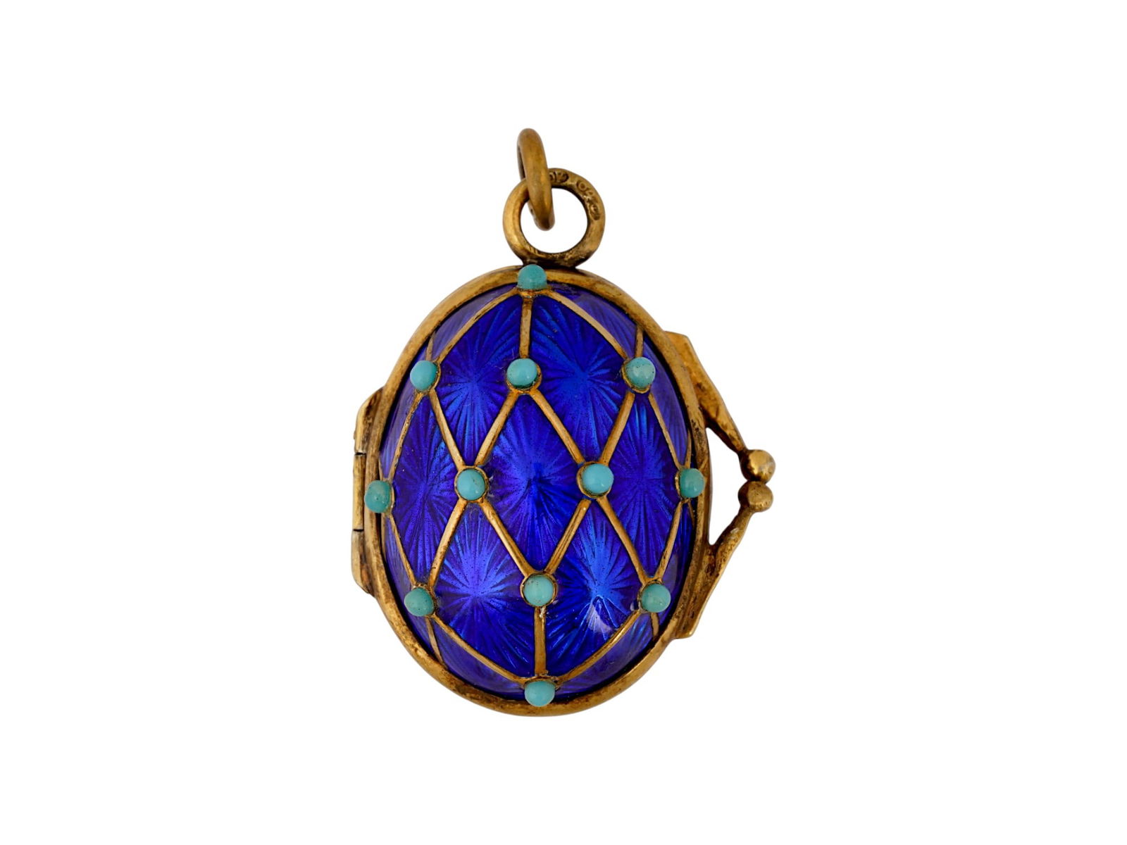 LARGE RUSSIAN SILVER ENAMEL EASTER EGG LOCKET PENDANT (1 of 6)