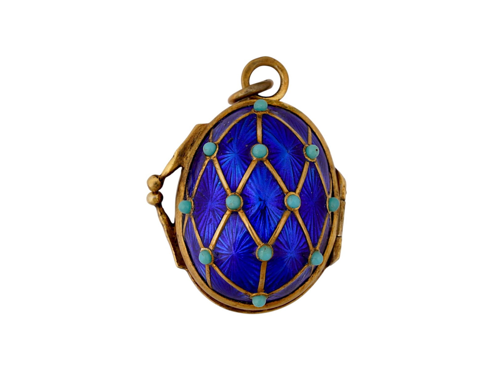 LARGE RUSSIAN SILVER ENAMEL EASTER EGG LOCKET PENDANT - 2
