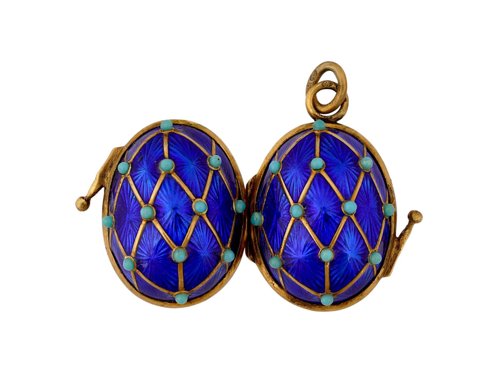 LARGE RUSSIAN SILVER ENAMEL EASTER EGG LOCKET PENDANT - 3