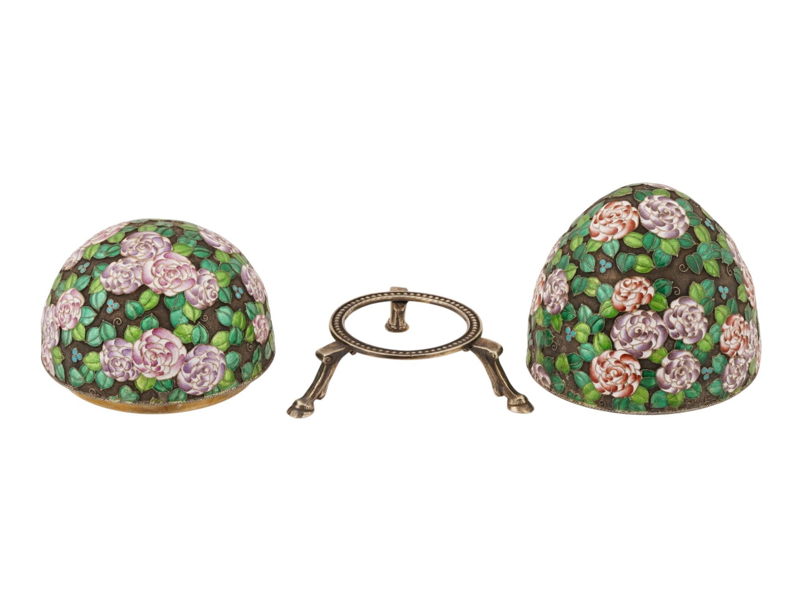 LARGE RUSSIAN SILVER ENAMEL EASTER EGG WITH A STAND - 6