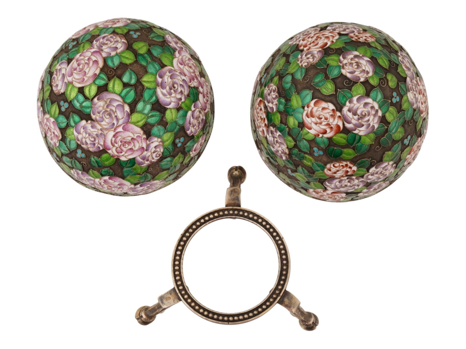 LARGE RUSSIAN SILVER ENAMEL EASTER EGG WITH A STAND - 7