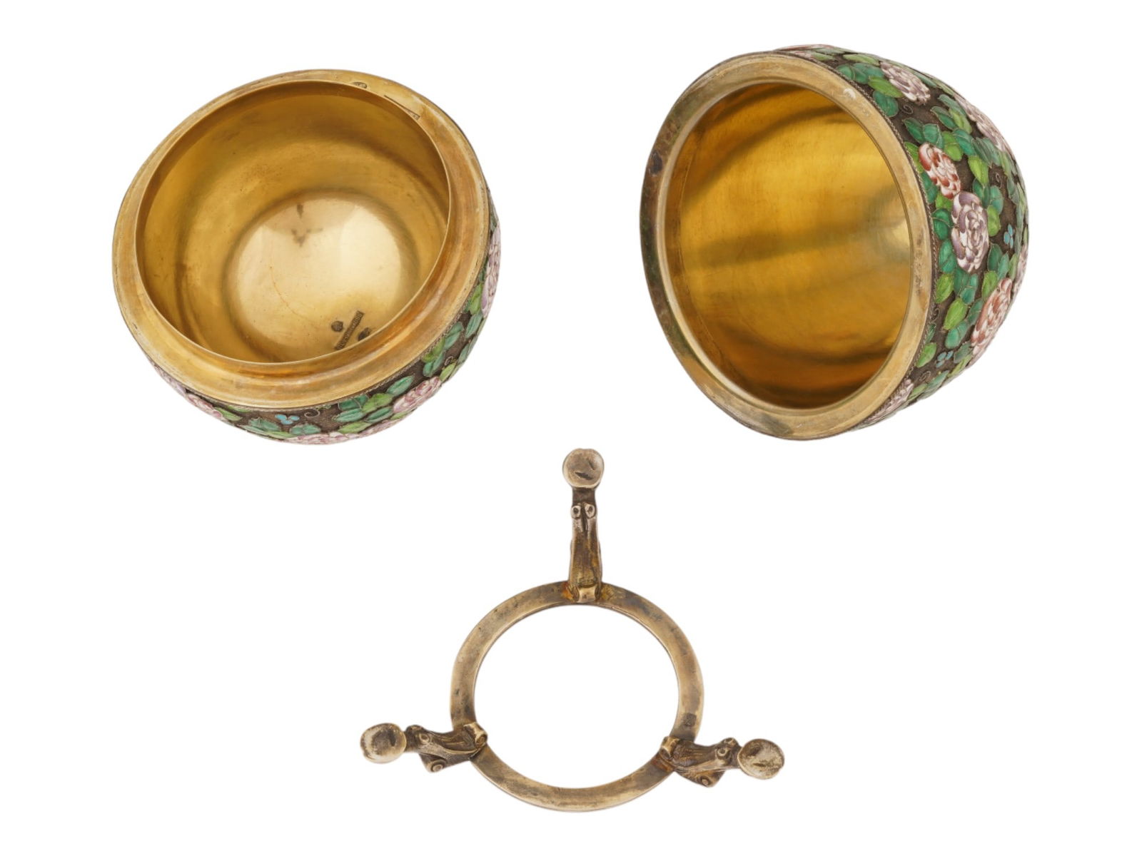 LARGE RUSSIAN SILVER ENAMEL EASTER EGG WITH A STAND - 8