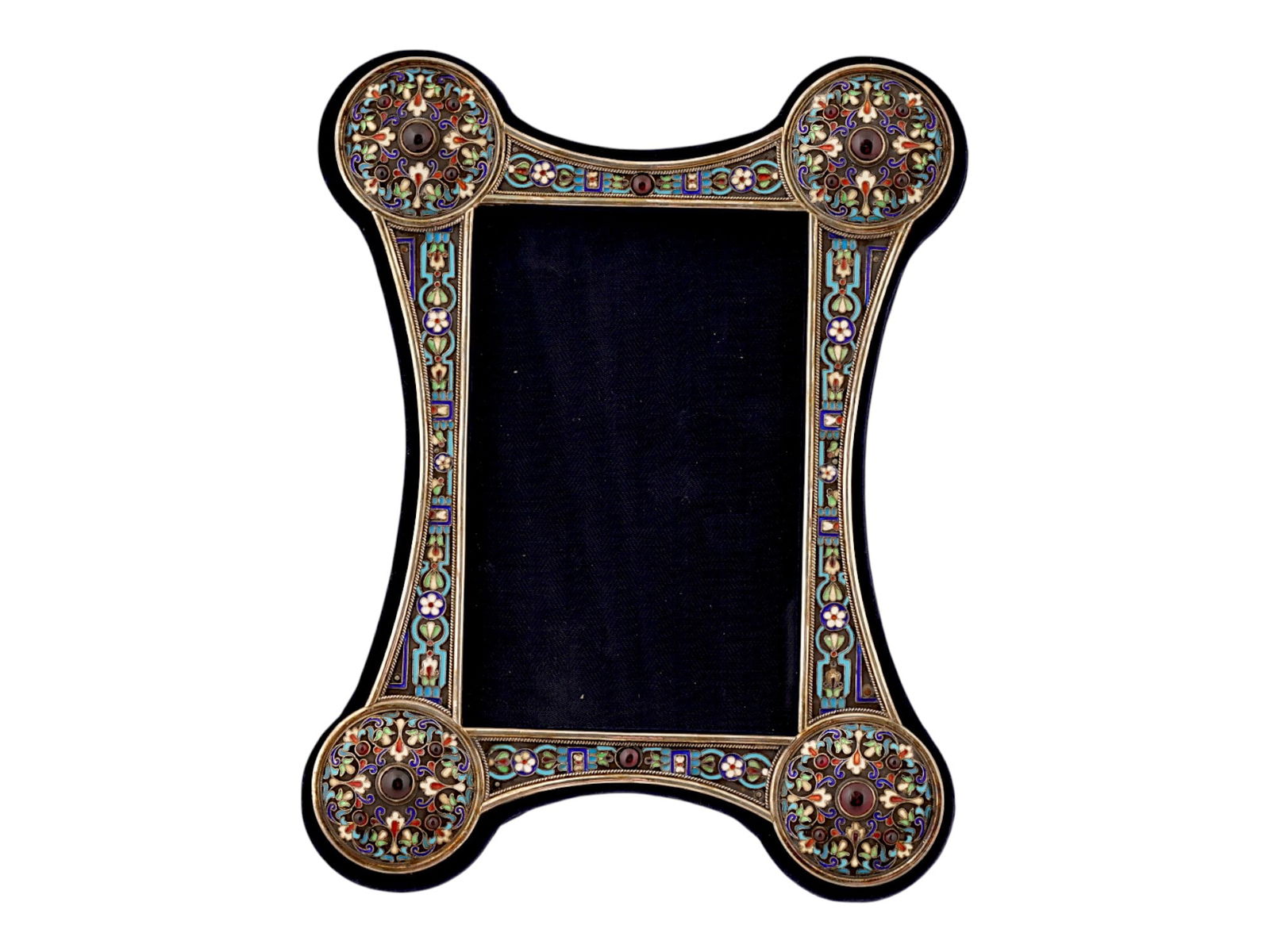 RUSSIAN SILVER ENAMEL PICTURE FRAME WITH GEMSTONES (1 of 6)