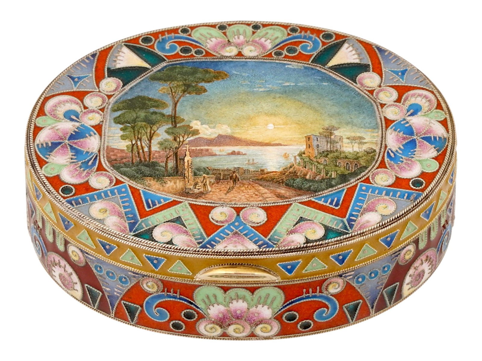 RUSSIAN SILVER ENAMEL CASKET BOX W MINIATURE PAINTING (1 of 9)