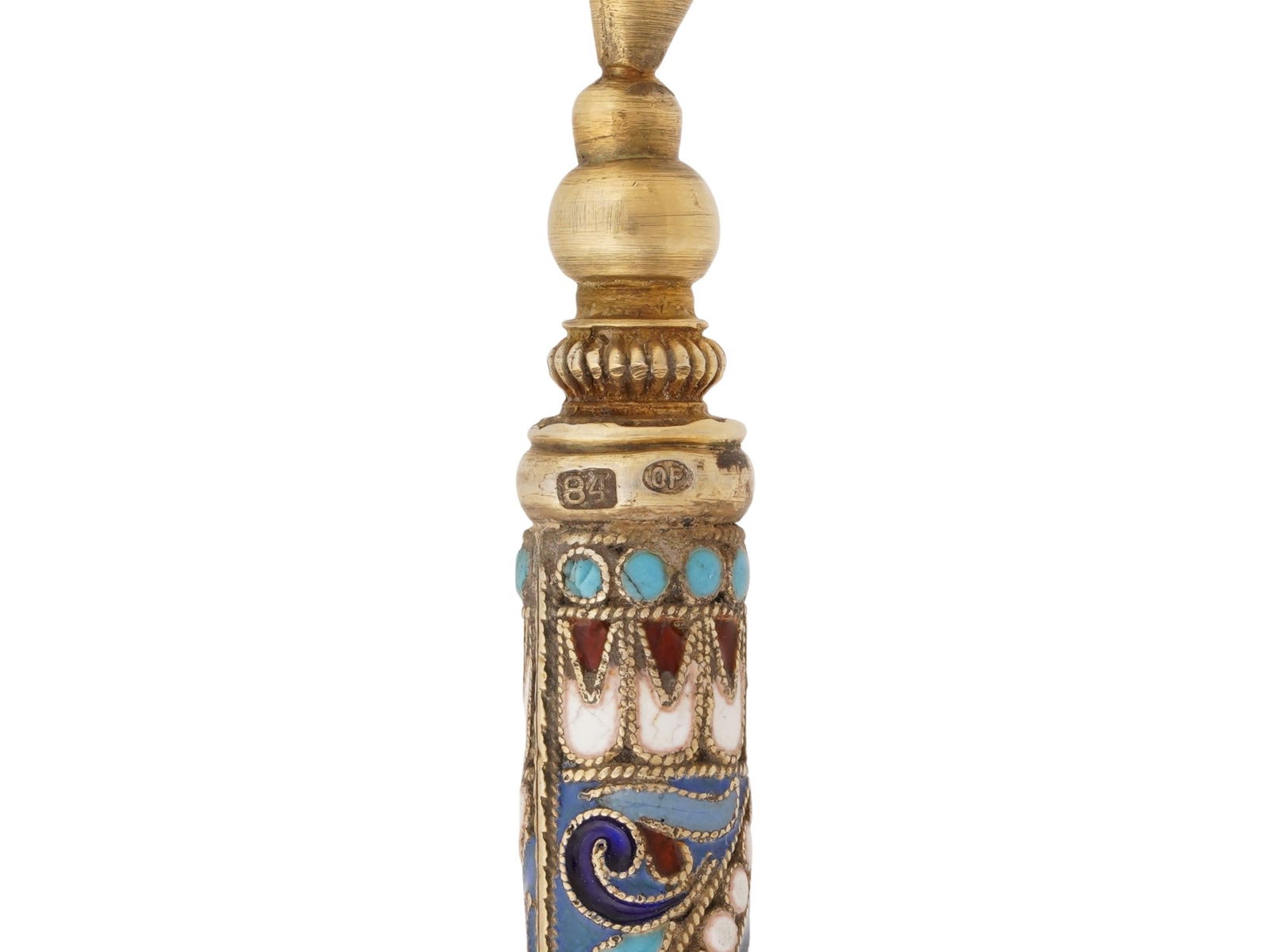 RUSSIAN SILVER ENAMEL TORAH POINTER WITH AMETHYST - 5