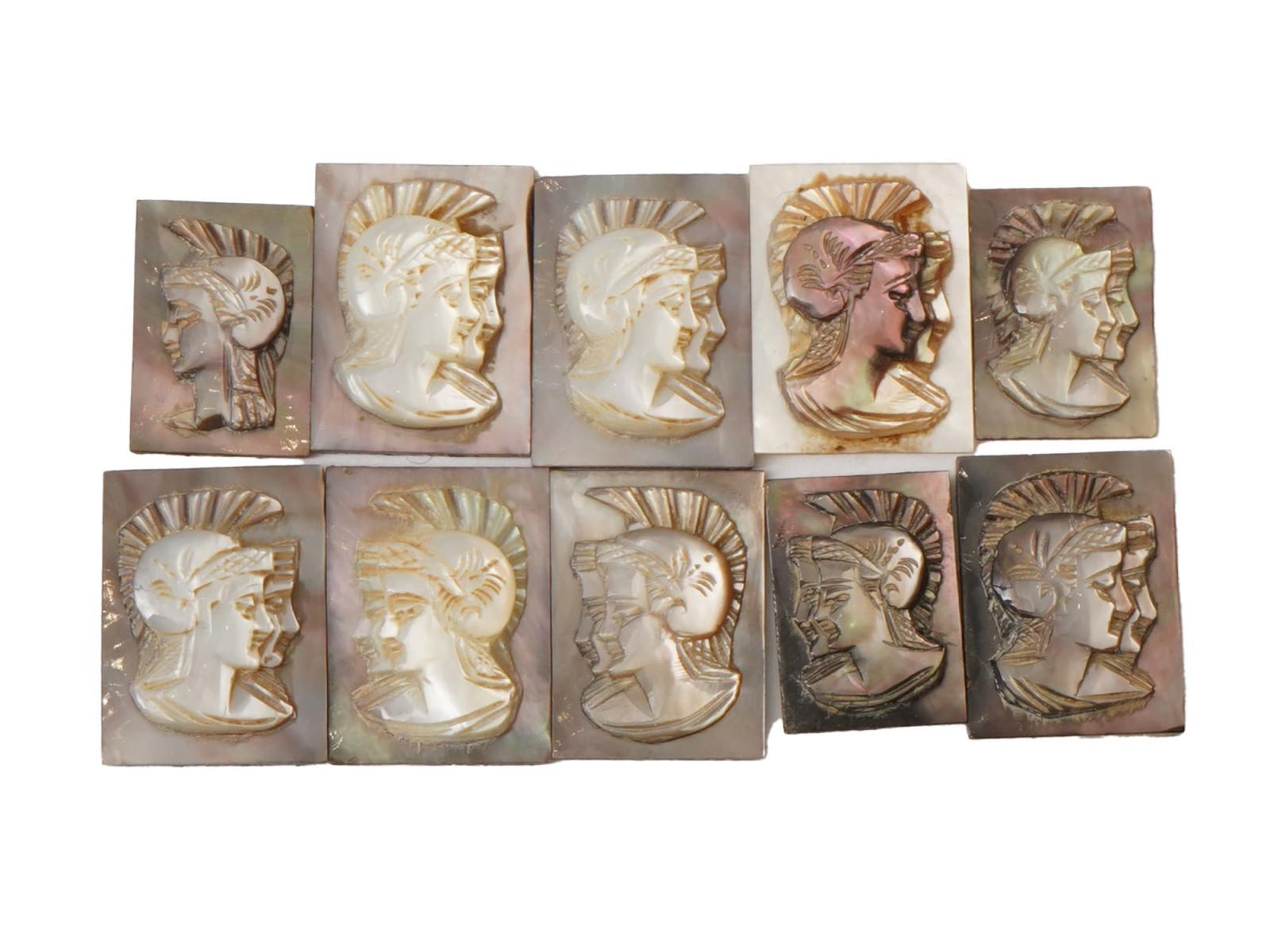 ANTIQUE VINTAGE GRECO ROMAN PROFILE CARVED SHELL CAMEOS (1 of 3)