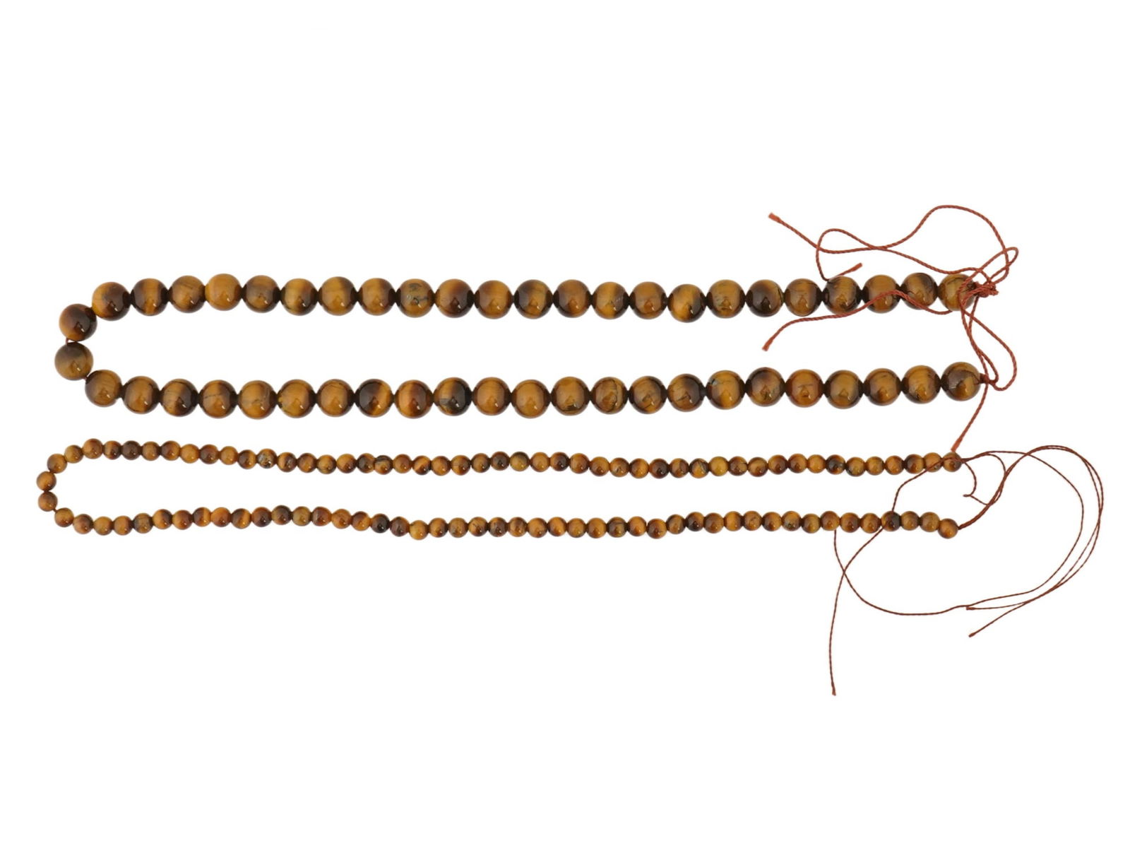 LOT OF CARVED TIGERS EYE GEMSTONES BEADED THREADS (1 of 4)