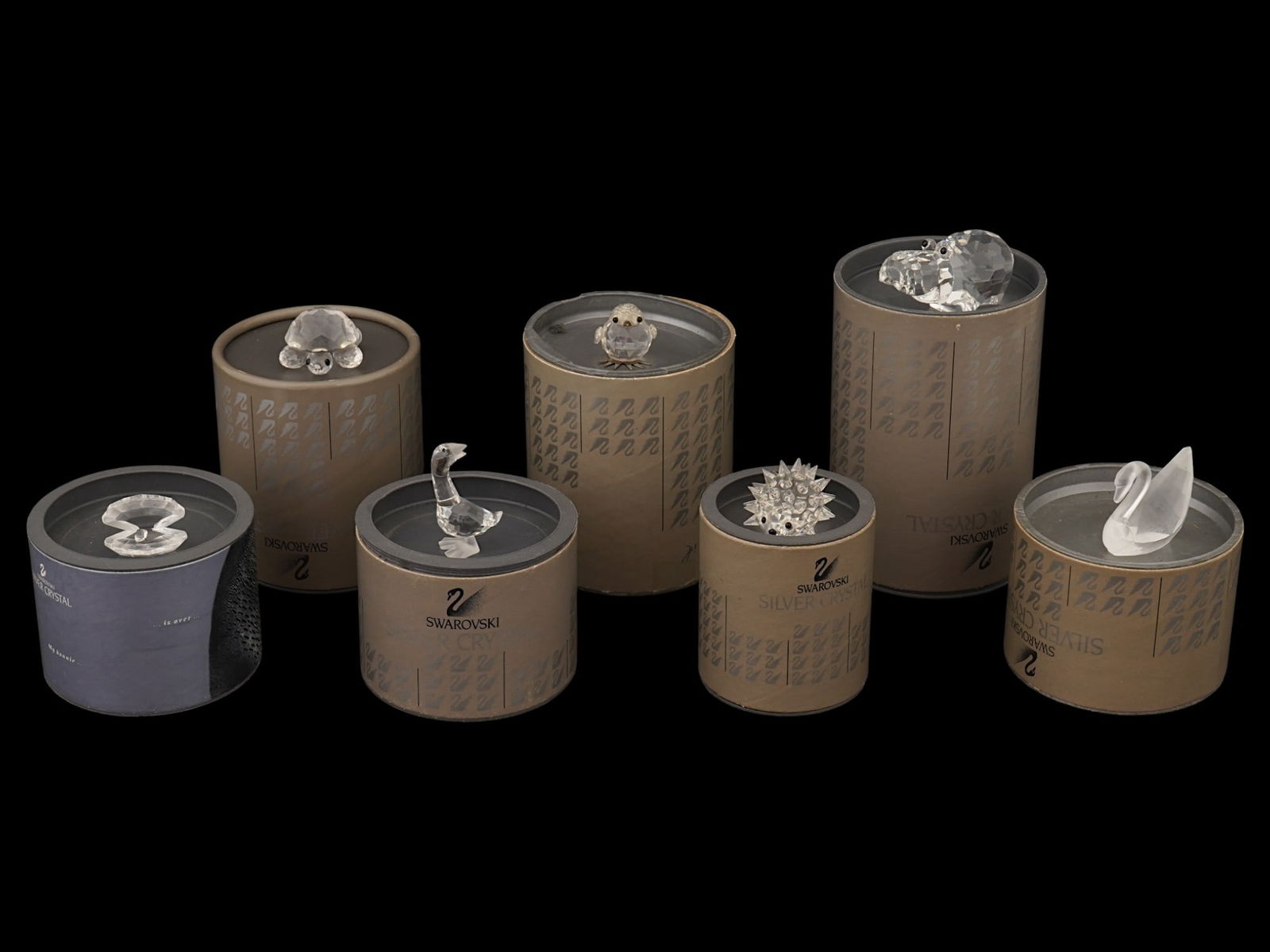 SEVEN VINTAGE SWAROVSKI SILVER CRYSTAL ANIMAL FIGURINES (1 of 10)