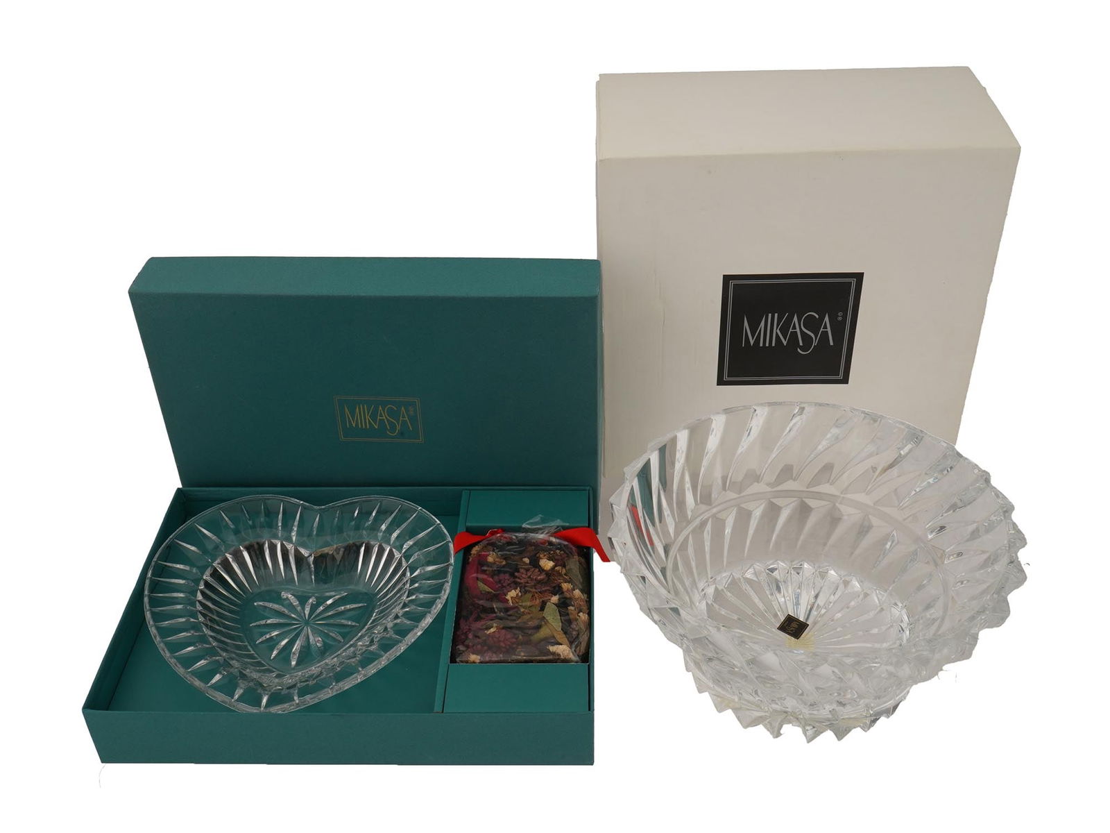 TWO MIKASA CRYSTAL GLASS BOWLS AND POTPOURRI IOB (1 of 4)