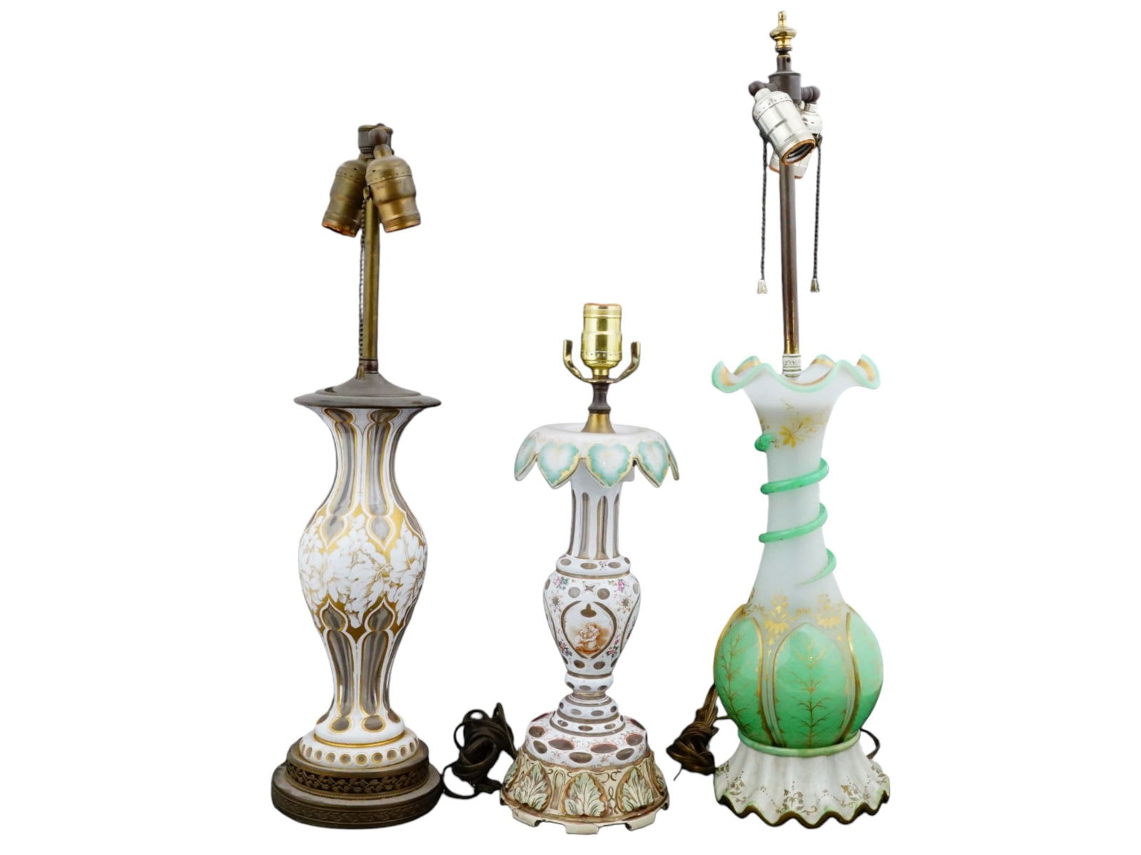 GROUP OF THREE BOHEMIAN GLASS TABLE LAMPS (1 of 11)
