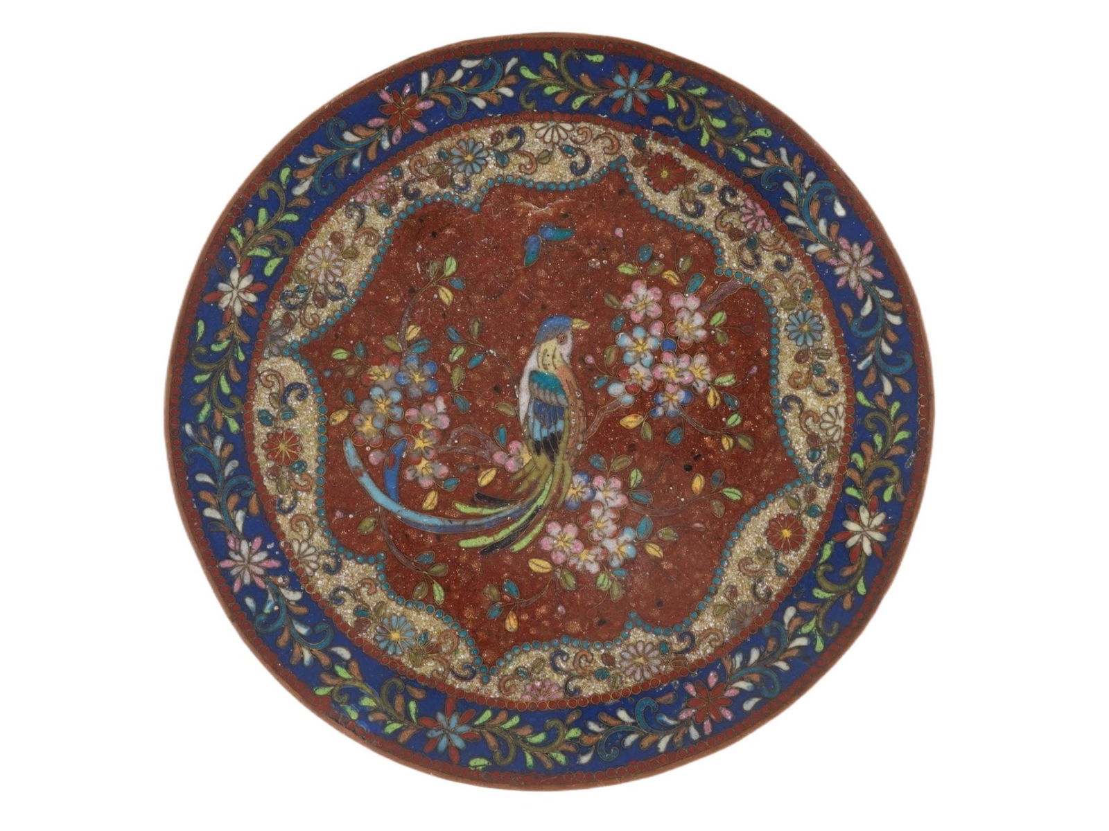 ASIAN CLOISONNE ENAMEL METAL CHARGER PLATE (1 of 3)