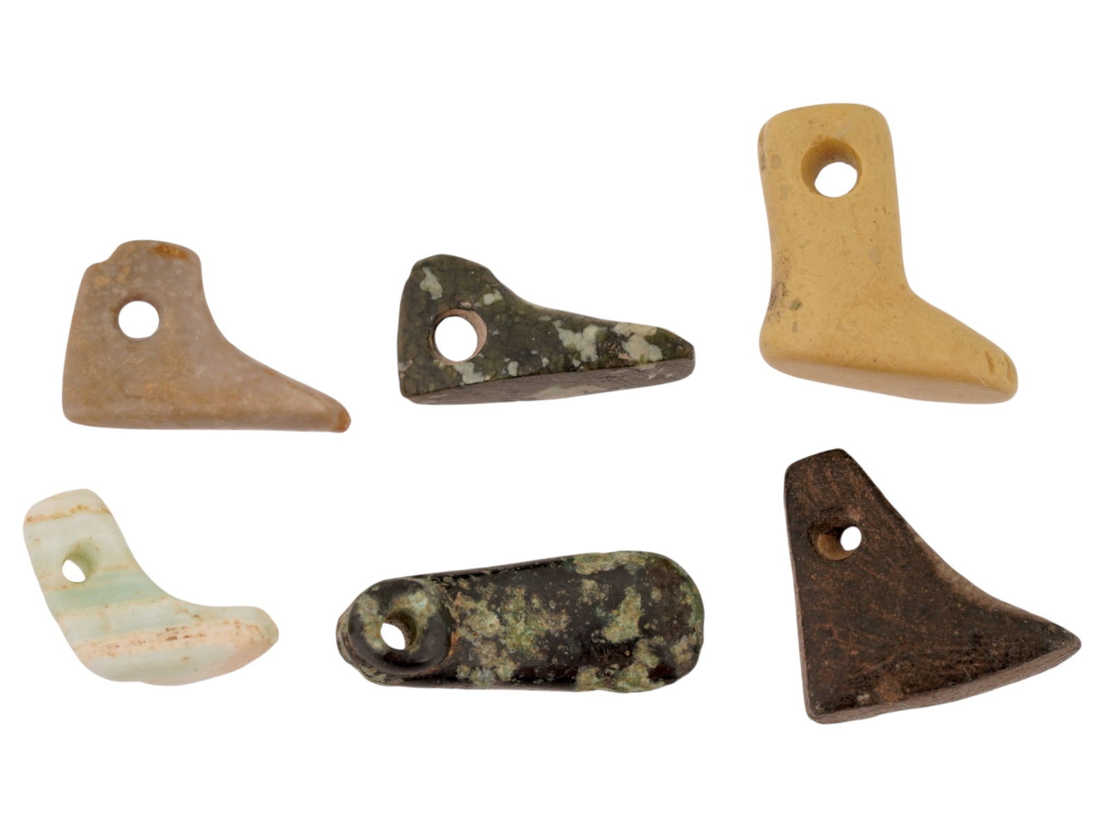 ANCIENT EGYPTIAN CARVED STONE PENDANTS IN SHAPE OF FOOT (1 of 4)