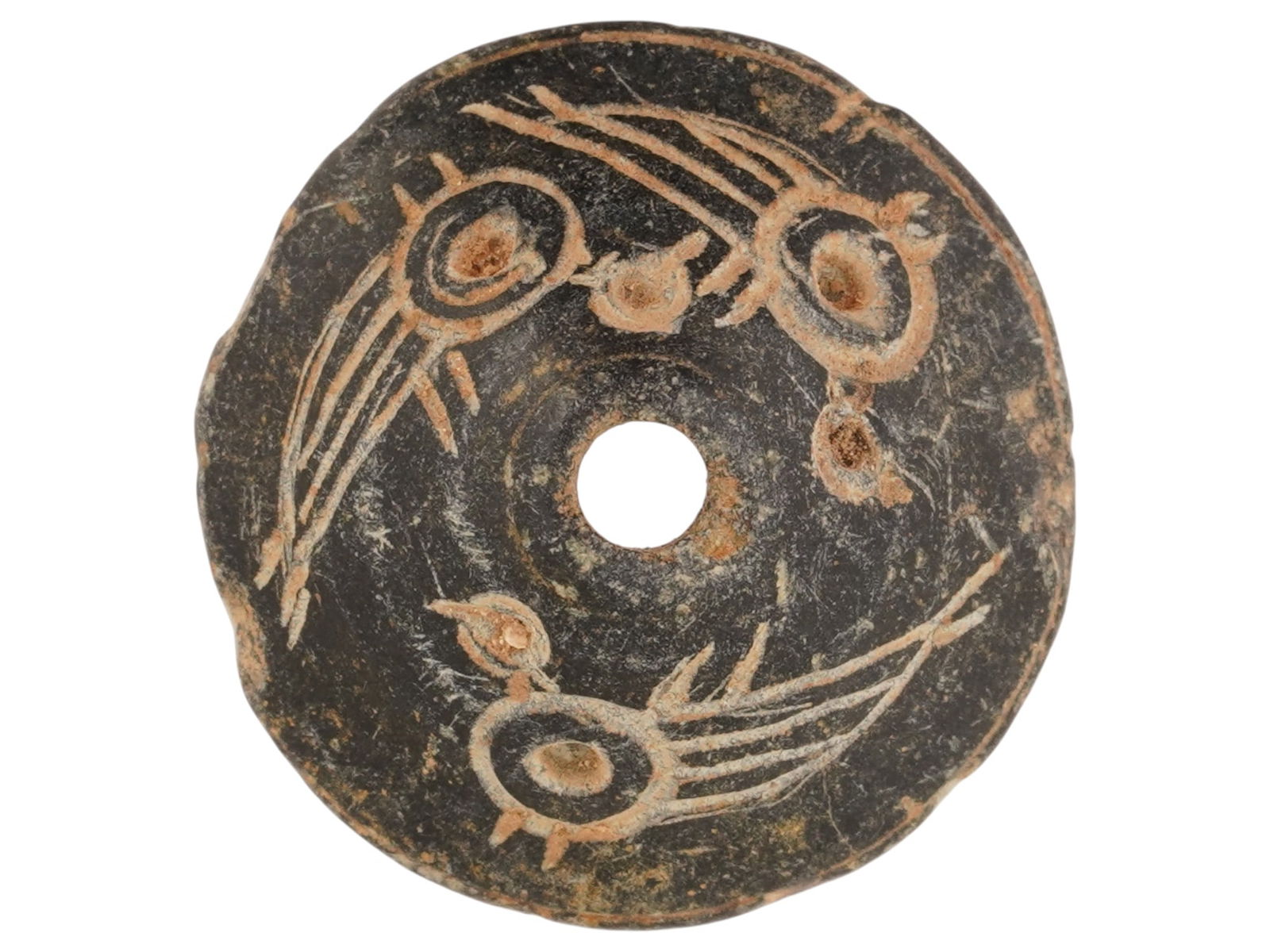 ANCIENT ROMAN CARVED STONE SPINDLE WHORL 500 TO 100 BC (1 of 6)