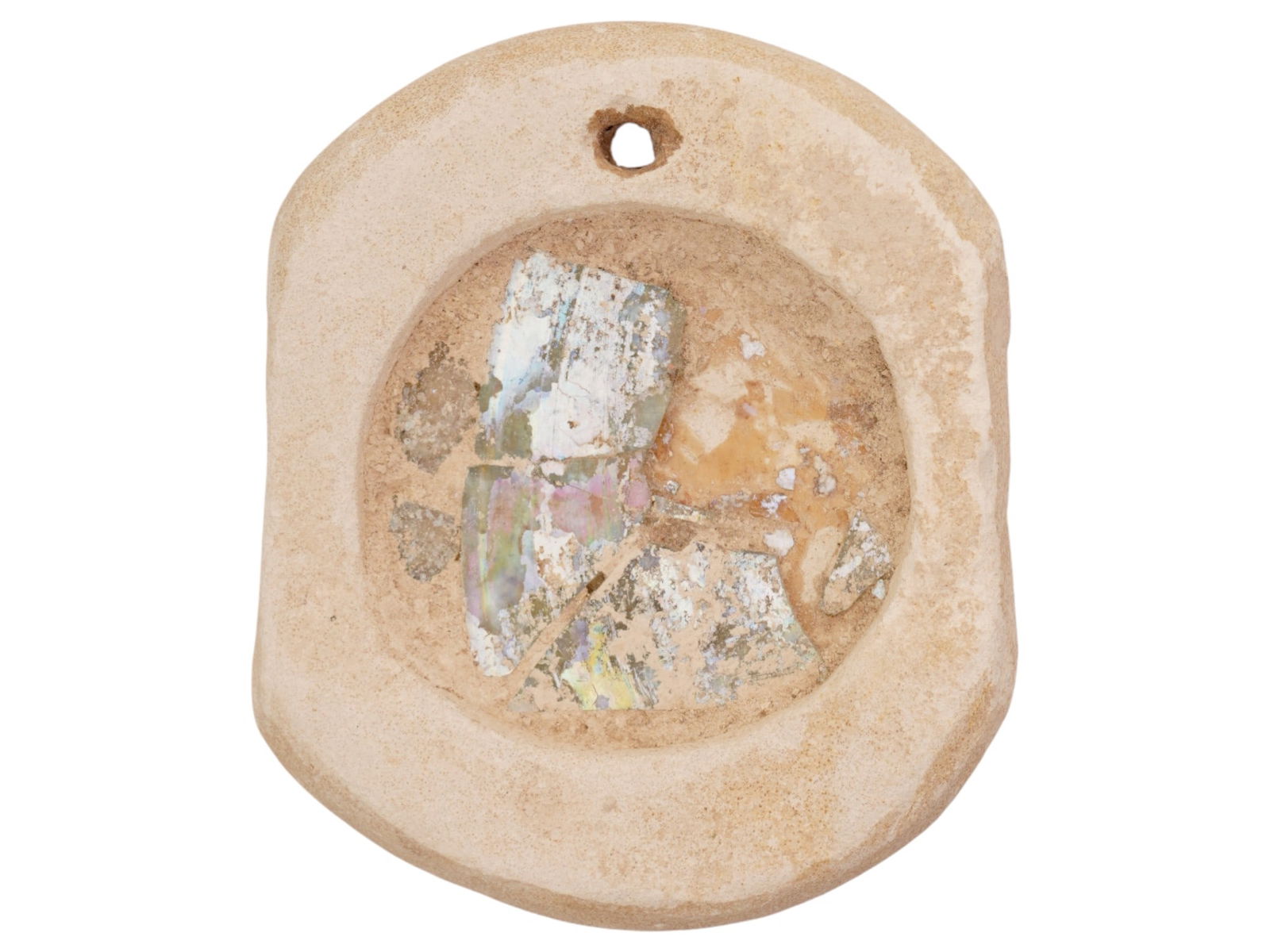 ANCIENT ROMAN STONE AND GLASS MIRROR W CIRCULAR CENTER (1 of 3)