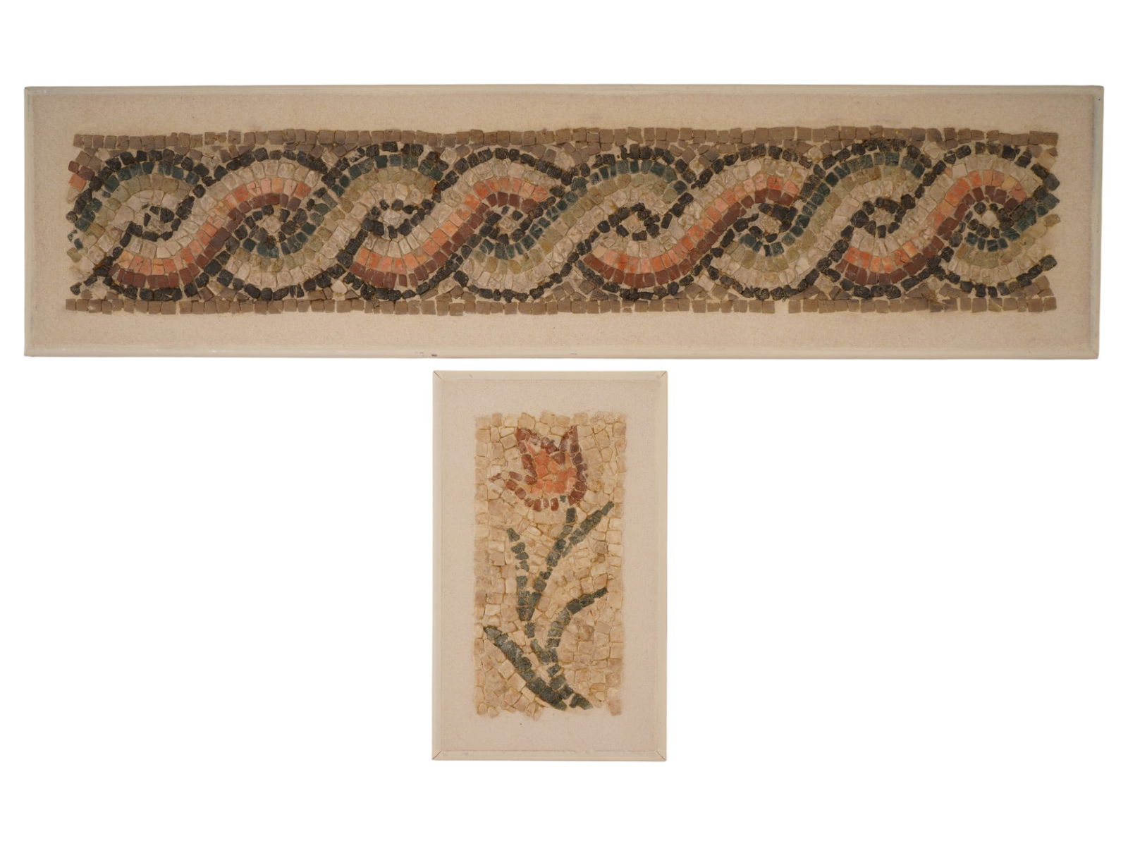 ANCIENT ROMAN FRAGMENT AND LOTUS MOSAICS 100 TO 300 AD (1 of 4)