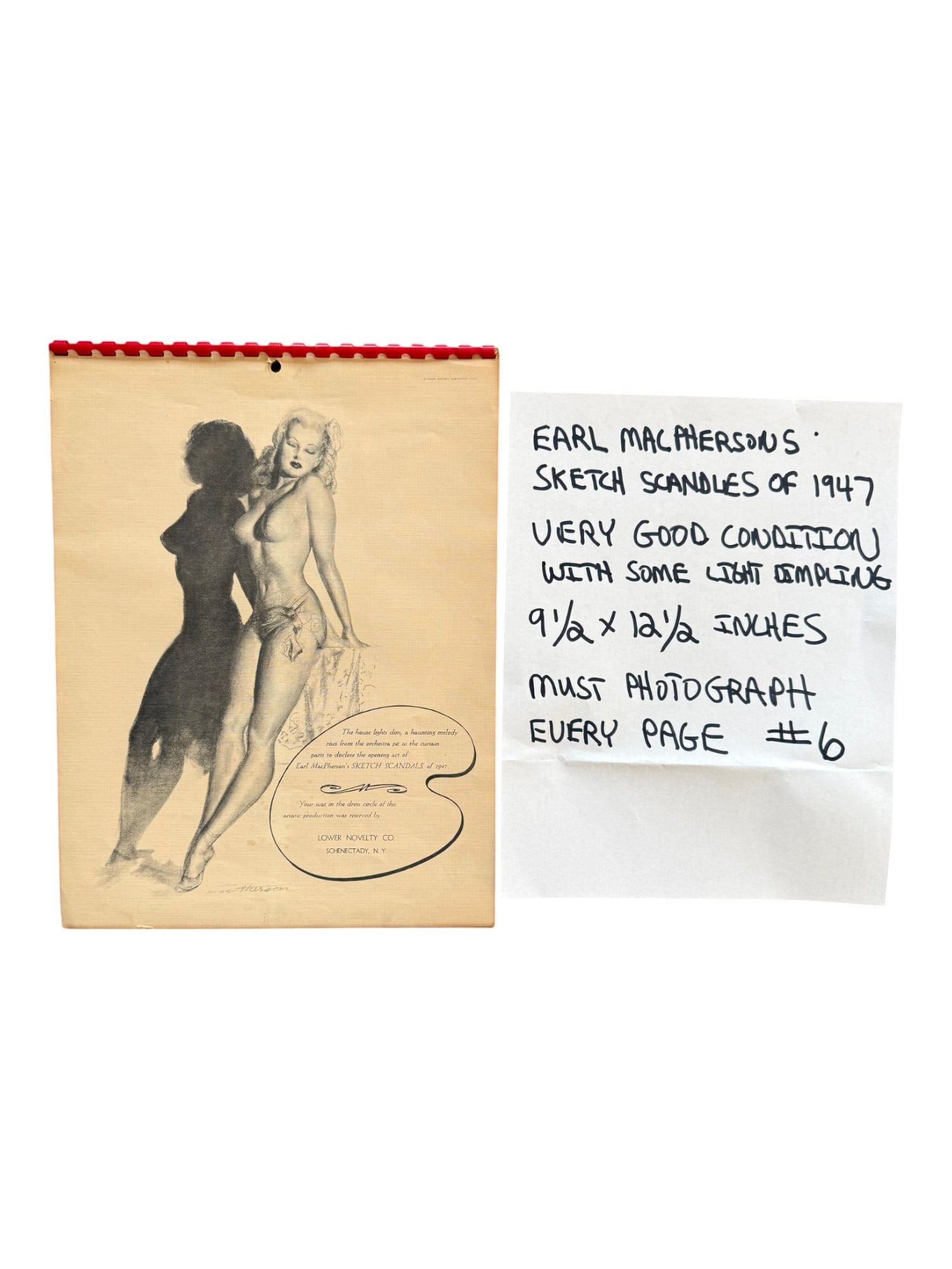AMERICAN EARL MACPHERSON PIN UP SKETCH SCANDALS 1947: A vintage American Pin Up nude calendar Sketch Scandals, 1947 by Earl MacPherson, 1910 to 1993. Lower novelty Schenectady, N.Y. American Pin Up, Figurative Graphic Art and Collectibles. THIS LO