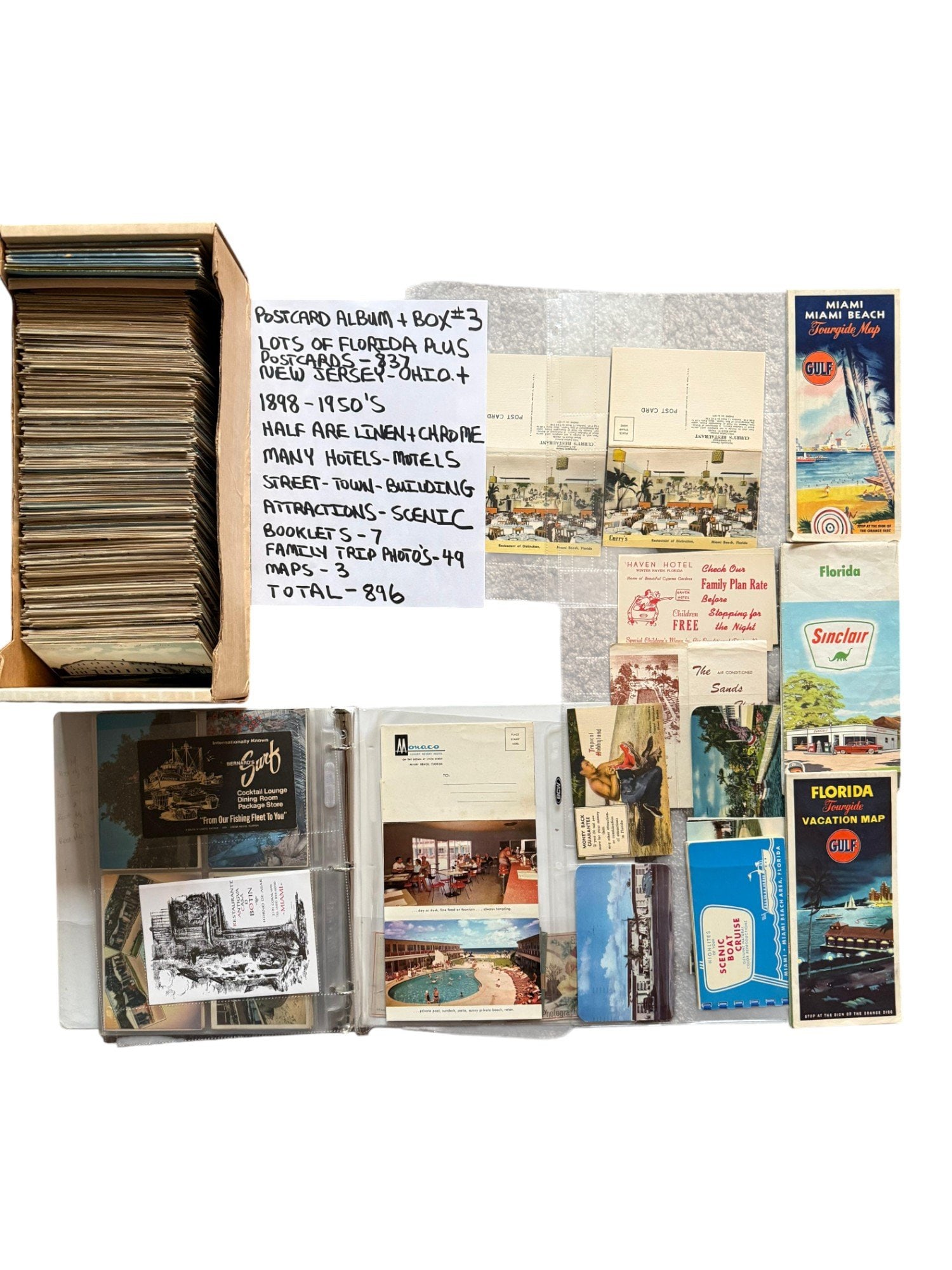 LOT OF 896 FLORIDA US STATES POSTCARDS IN ALBUM BOX (1 of 18)
