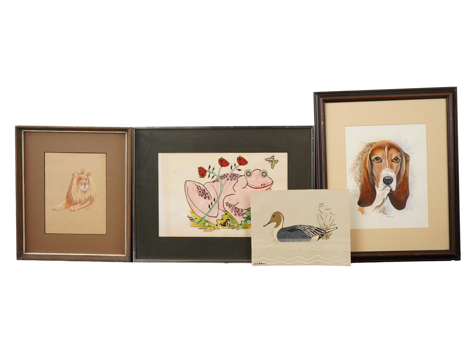 VINTAGE MIXED MEDIA ANIMAL ARTWORKS BY VARIOUS ARTISTS (1 of 9)