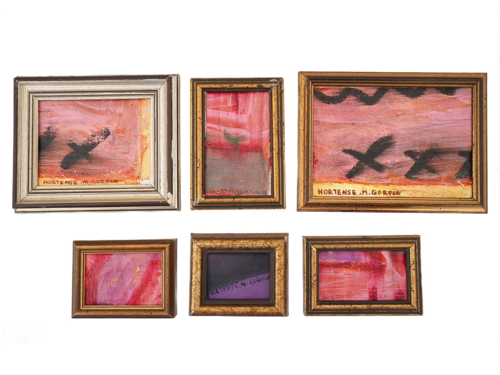 SIX ABSTRACT OIL PAINTINGS SIGNED HORTENSE M GORDON (1 of 8)