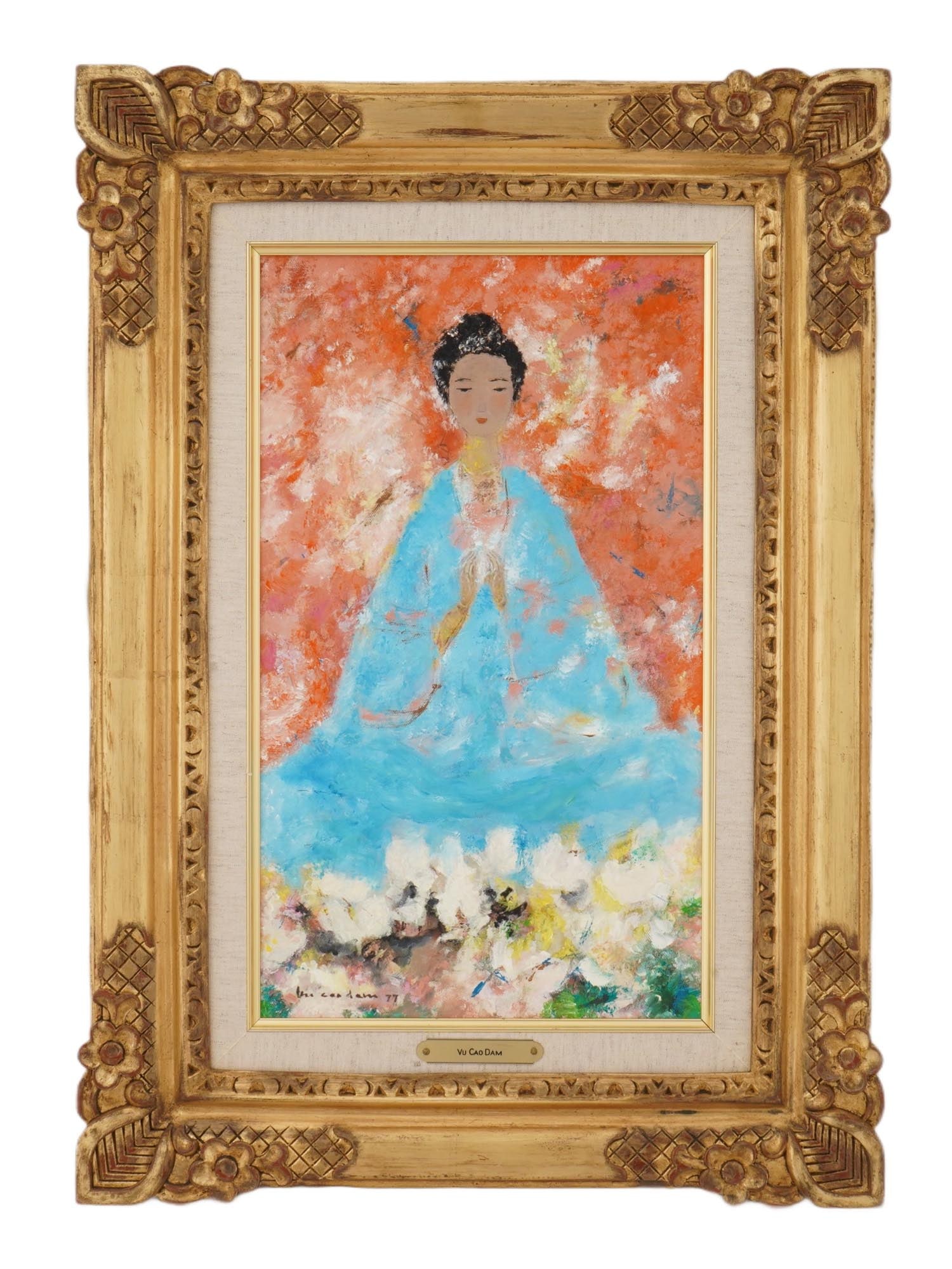 PORTRAIT PAINTING SIGNED VU CAO DAM DIVINITY 1977 (1 of 7)