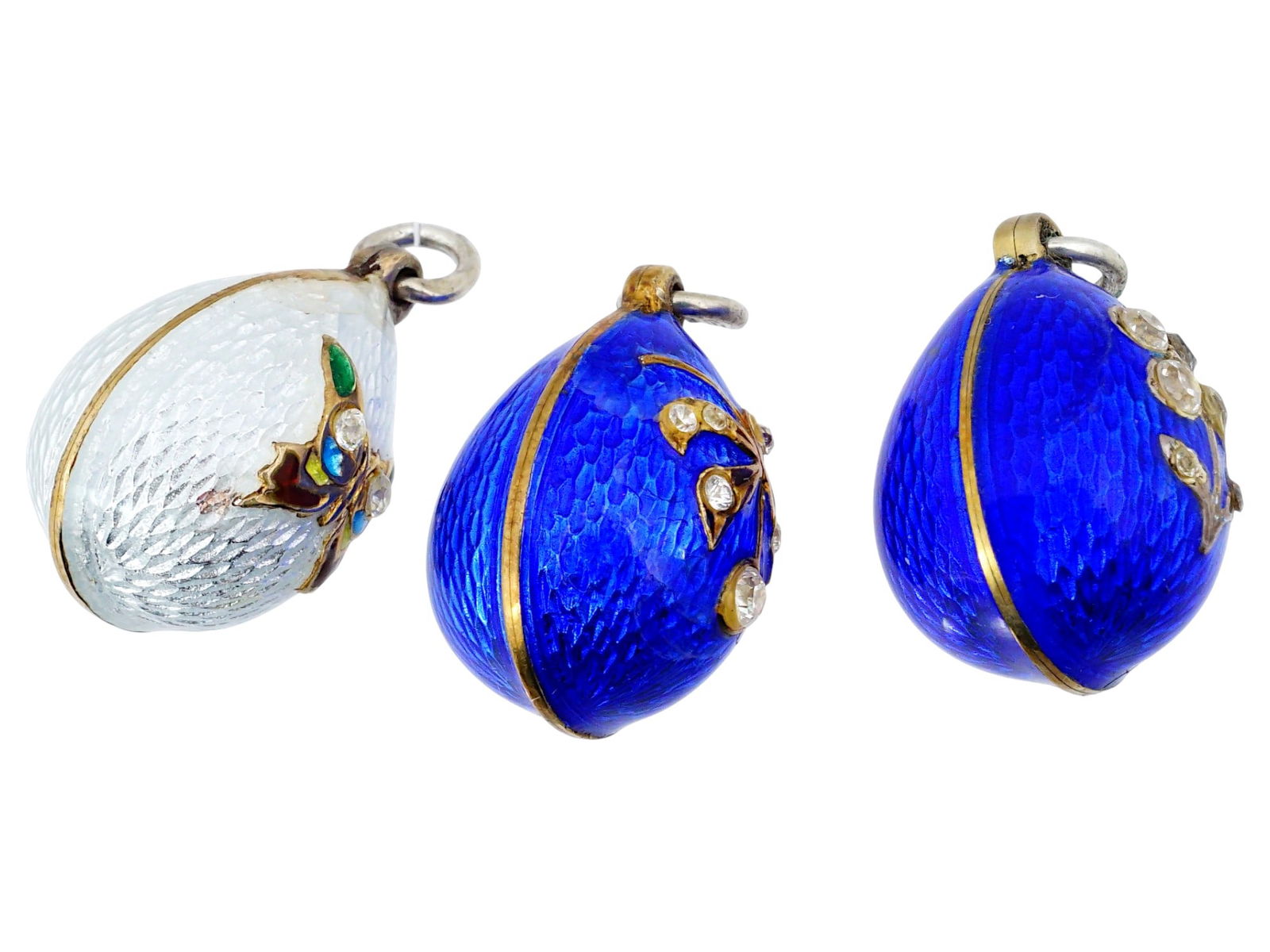 LOT OF RUSSIAN SILVER ENAMEL EASTER EGG PENDANTS (1 of 10)