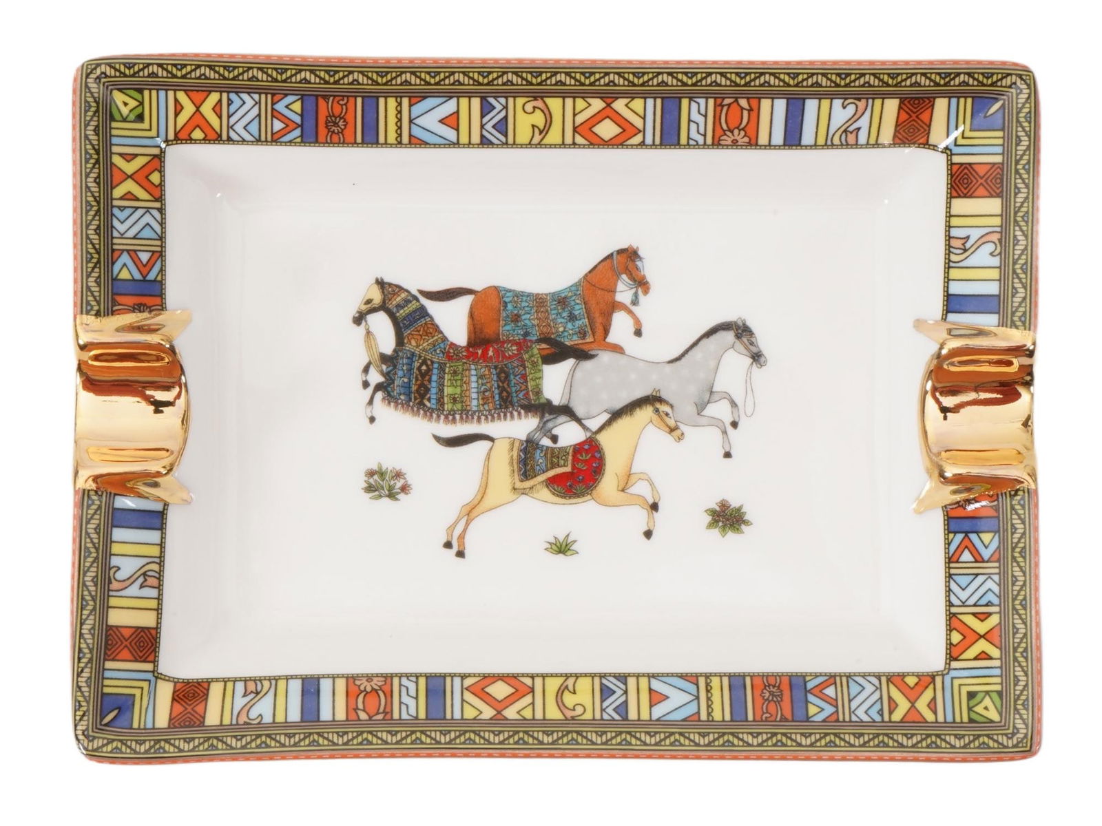FRENCH HERMES CHEVAL D ORIENT PORCELAIN ASHTRAY (1 of 3)
