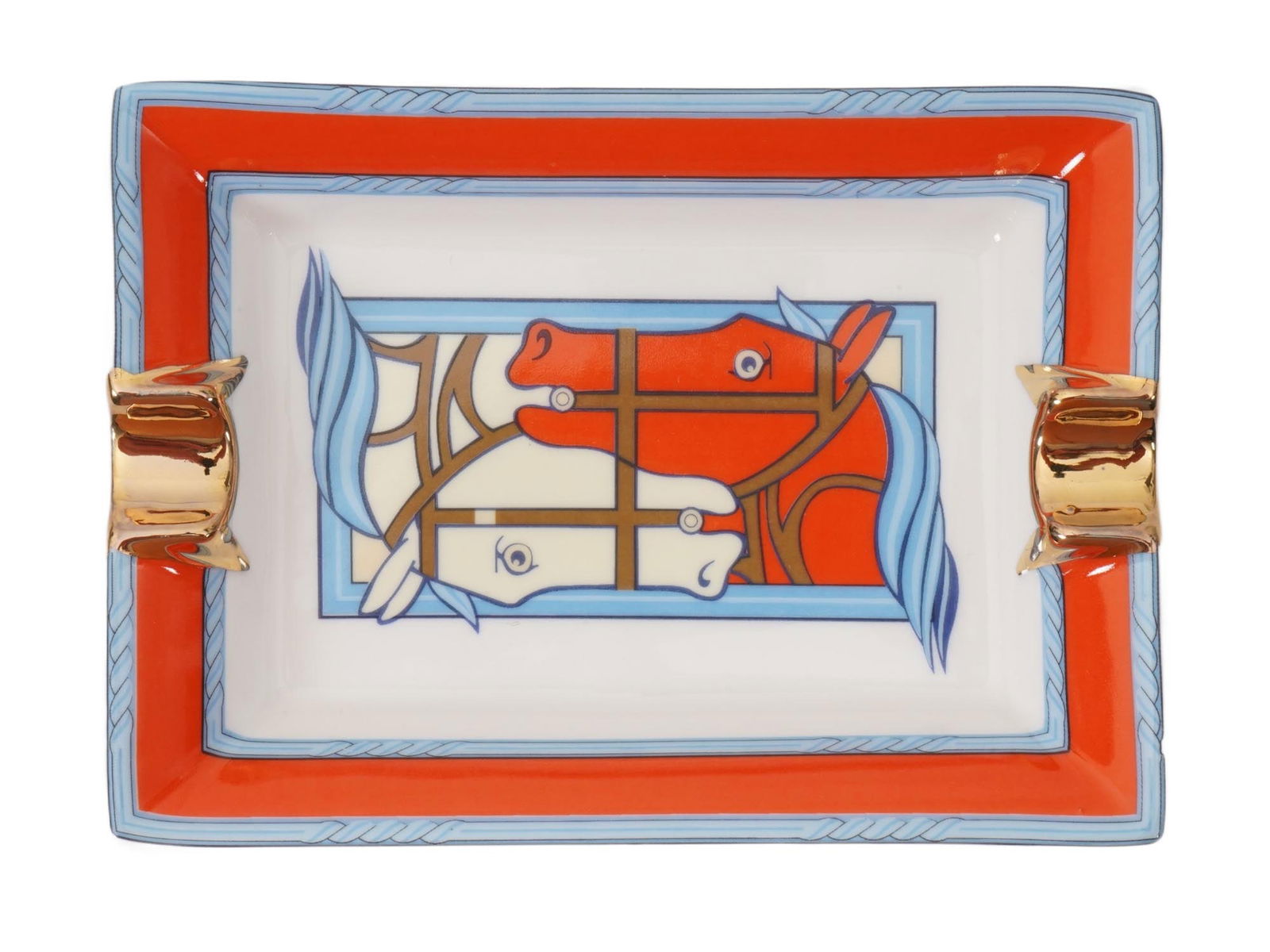 VINTAGE FRENCH HERMES PARIS QUADRIGE PORCELAIN ASHTRAY (1 of 3)