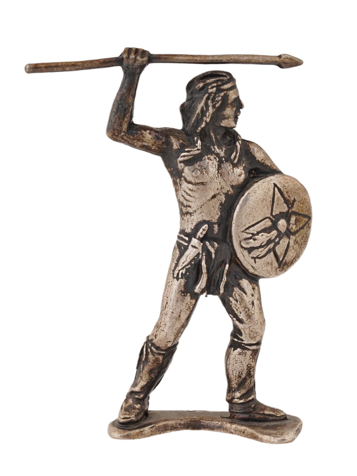 VINTAGE SILVER FIGURINE OF A INDIGENOUS WARRIOR FIGURE (1 of 5)