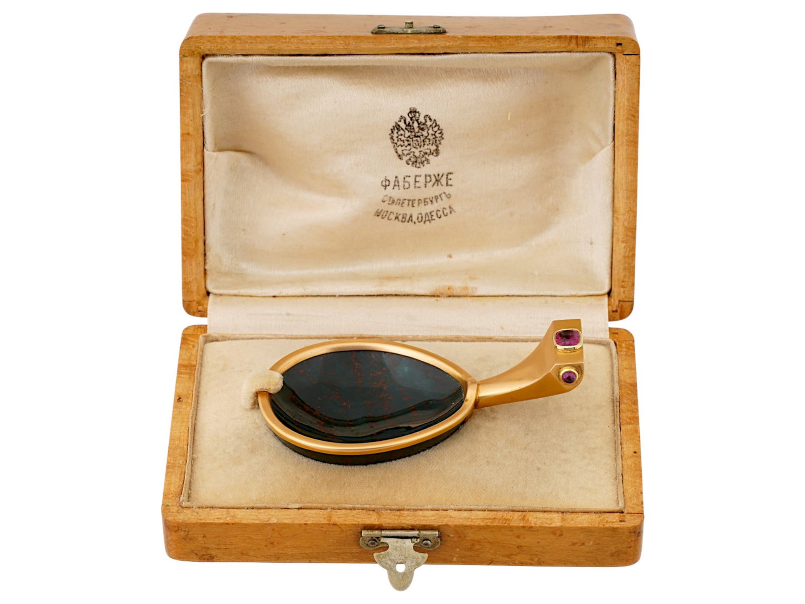 RUSSIAN 56K GOLD MOUNTED STONE KOVSH ATTR TO FABERGE (1 of 10)