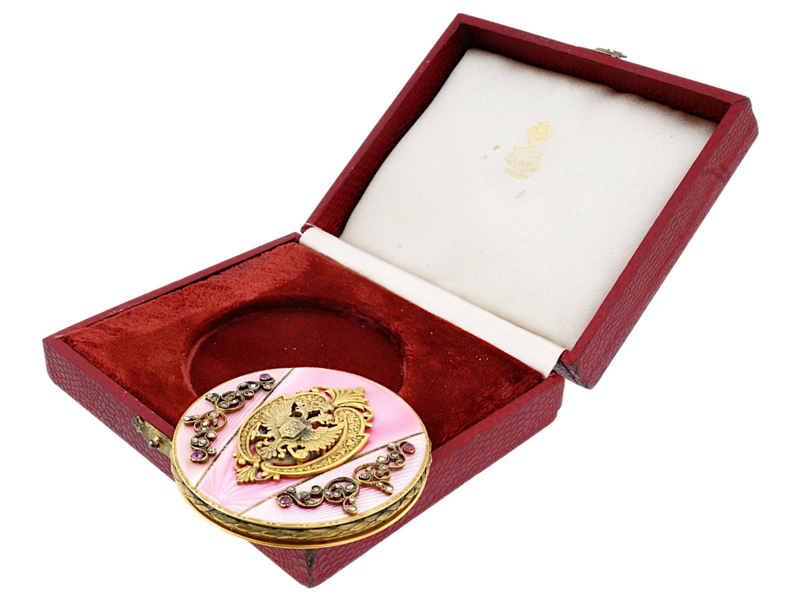 RUSSIAN SILVER GUILLOCHE ENAMEL GEMSTONE POWDER CASE (1 of 18)