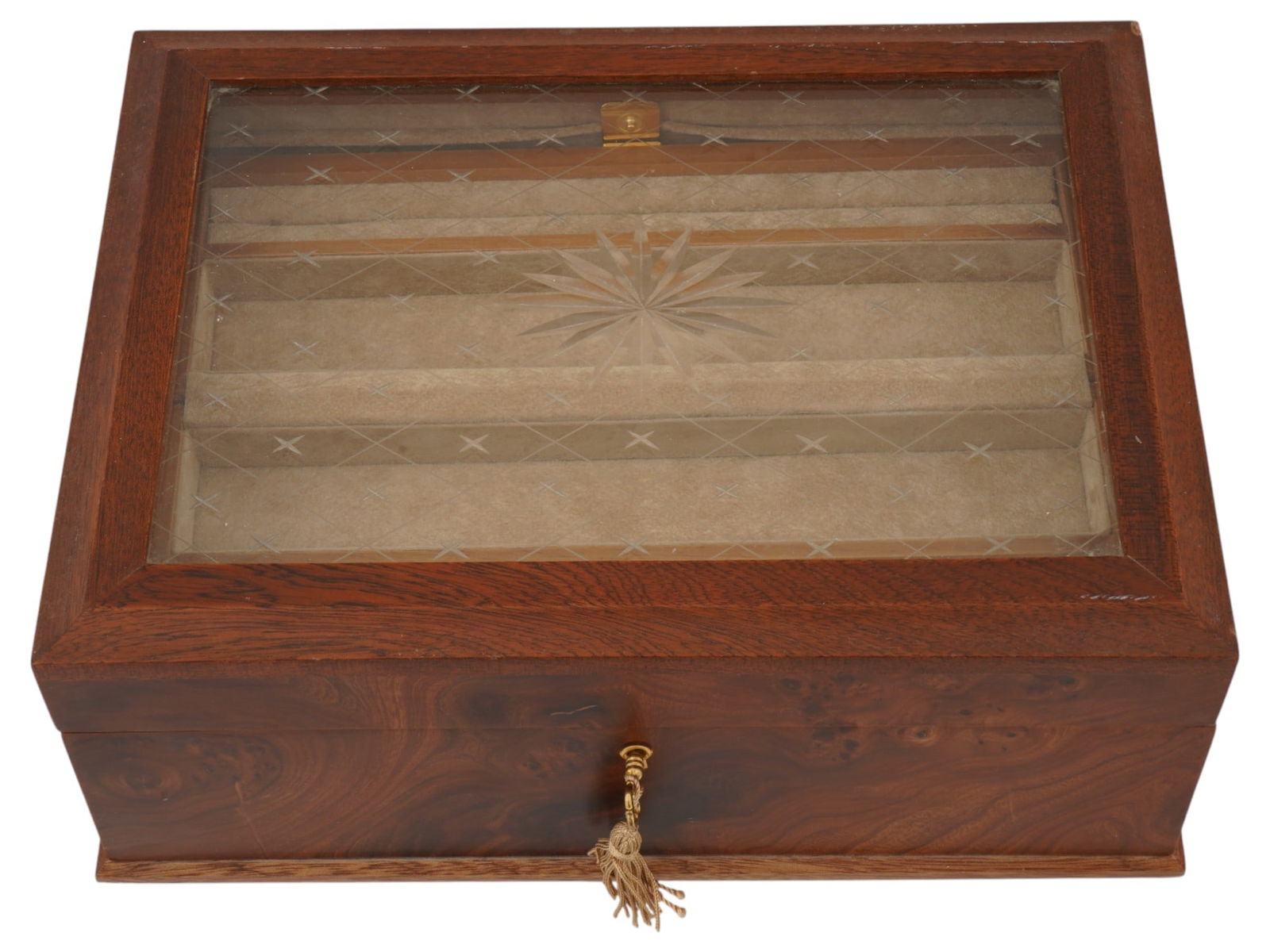 VINTAGE ITALIAN WOOD BOX W HAND CUT LEAD CRYSTAL LID (1 of 10)