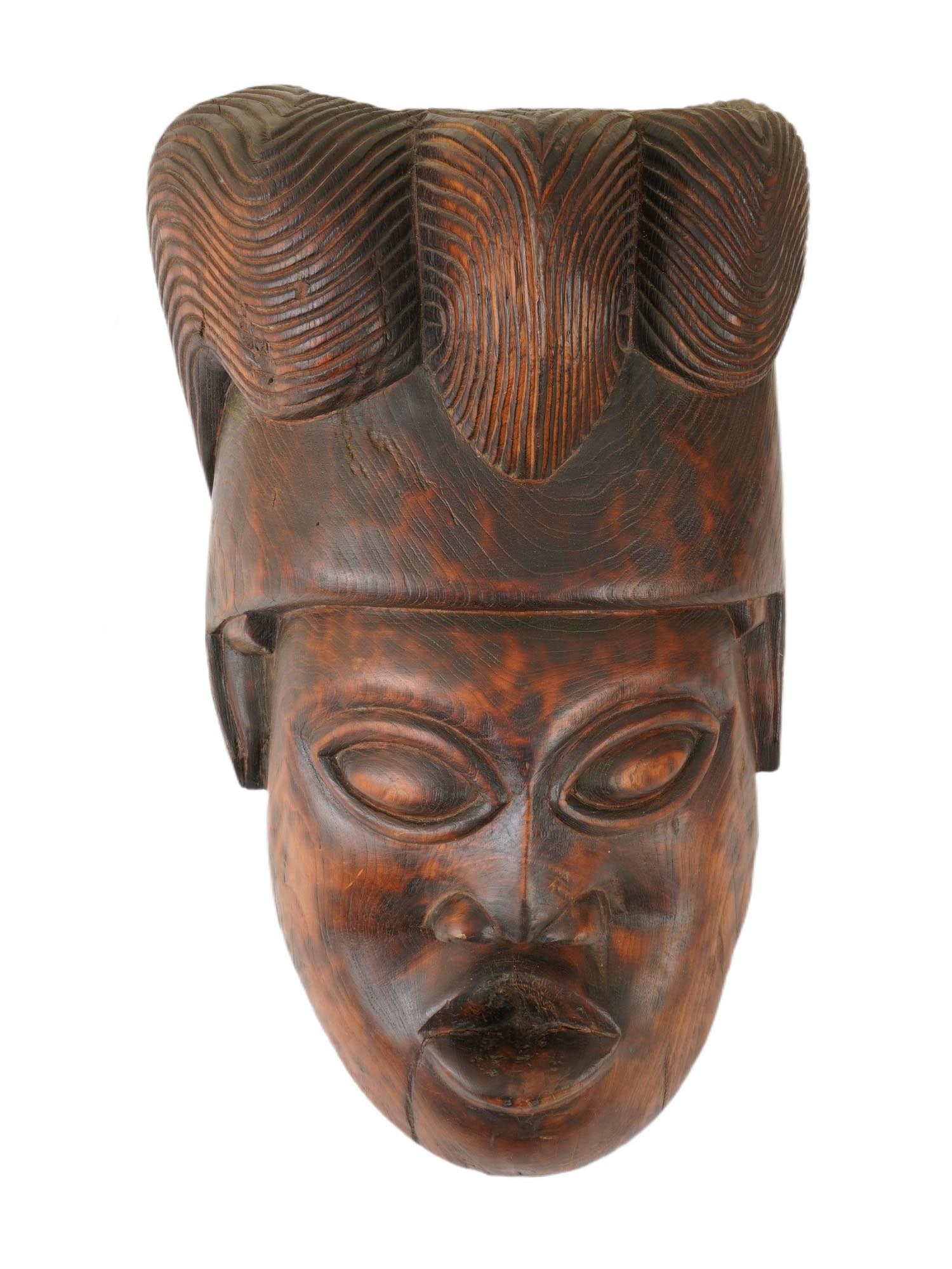 CENTRAL AFRICAN HAND CARVED WOODEN TRIBAL FACE MASK (1 of 8)