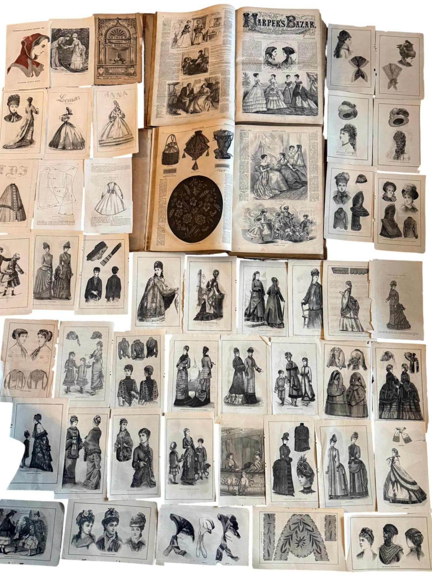 ANTIQUE AMERICAN BOUNDS OF HARPERS BAZAR 1860S TO 1870S (1 of 14)